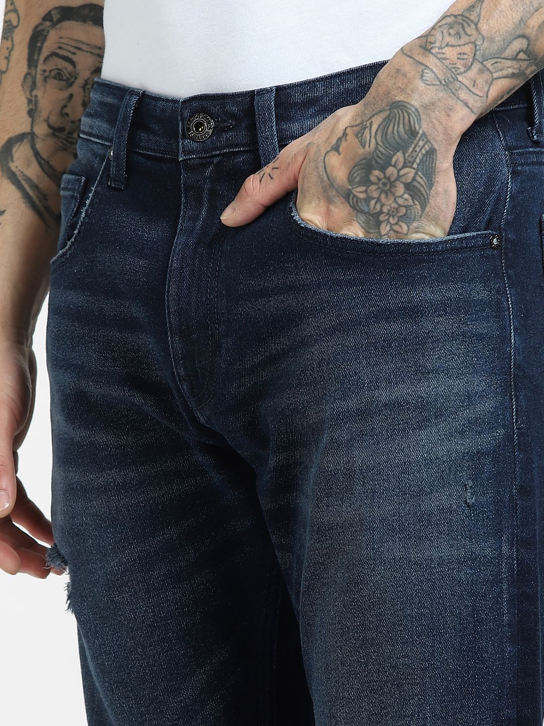 Dark Blue High Rise Bootcut Jeans - Image 5