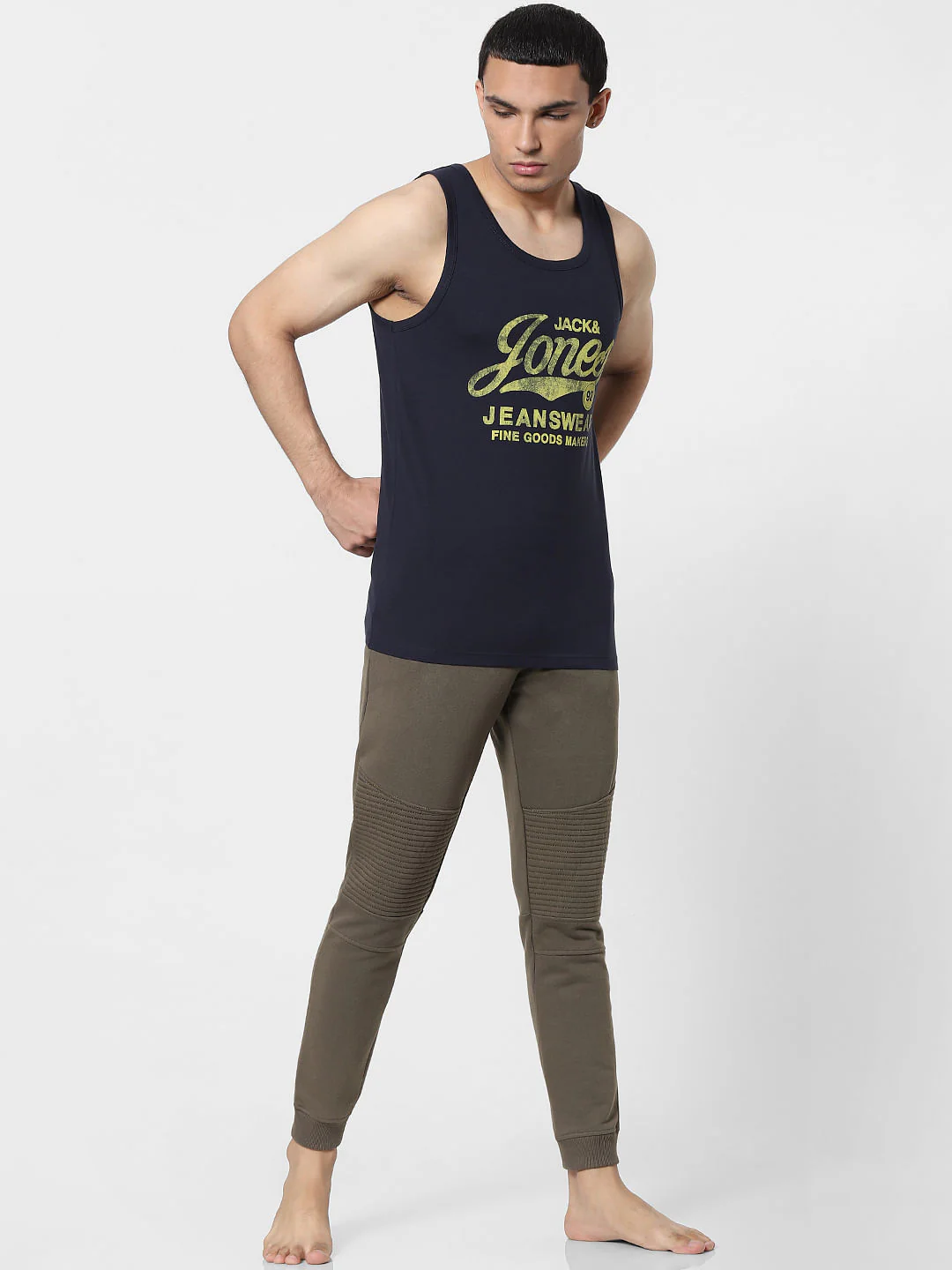Navy Blue Logo Print Vest