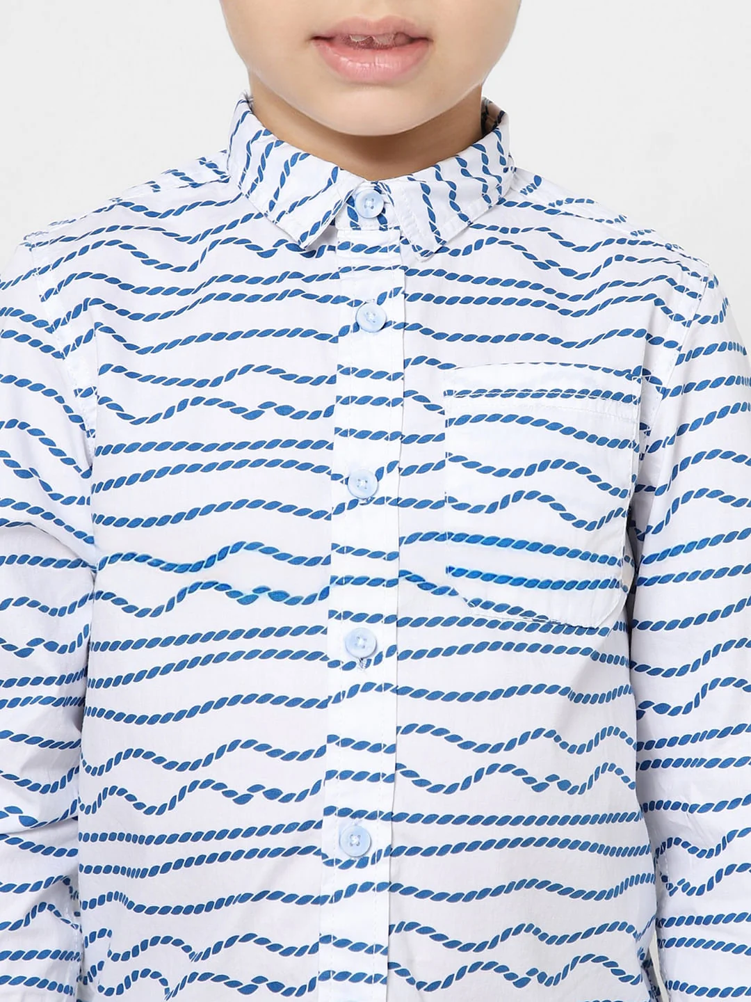Boys White Printed Full Sleeves Shirt - Image 4