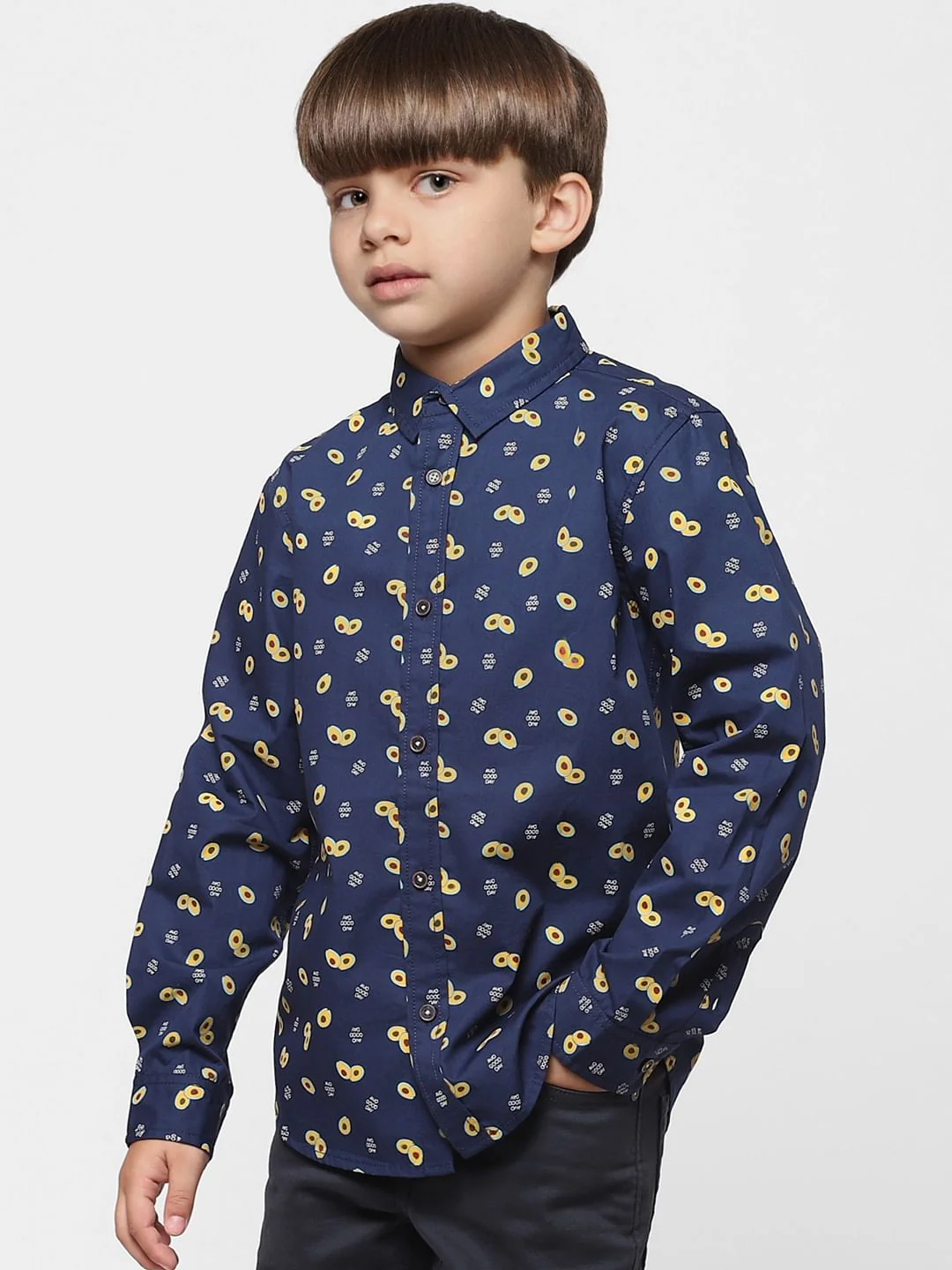 Boys Blue Avocado Print Full Sleeves Shirt - Image 2