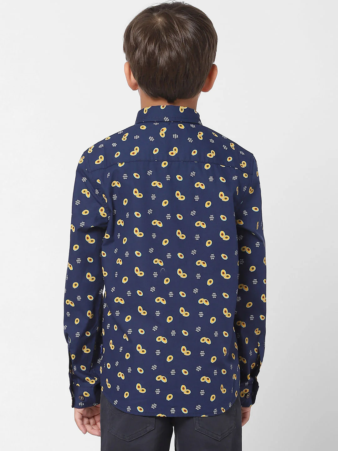 Boys Blue Avocado Print Full Sleeves Shirt - Image 3