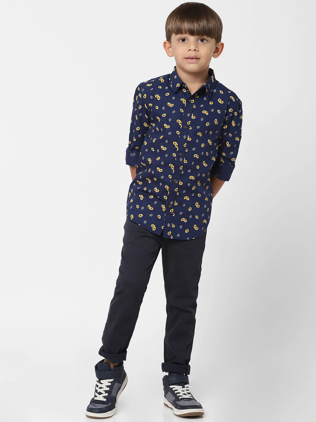 Boys Blue Avocado Print Full Sleeves Shirt - Image 5