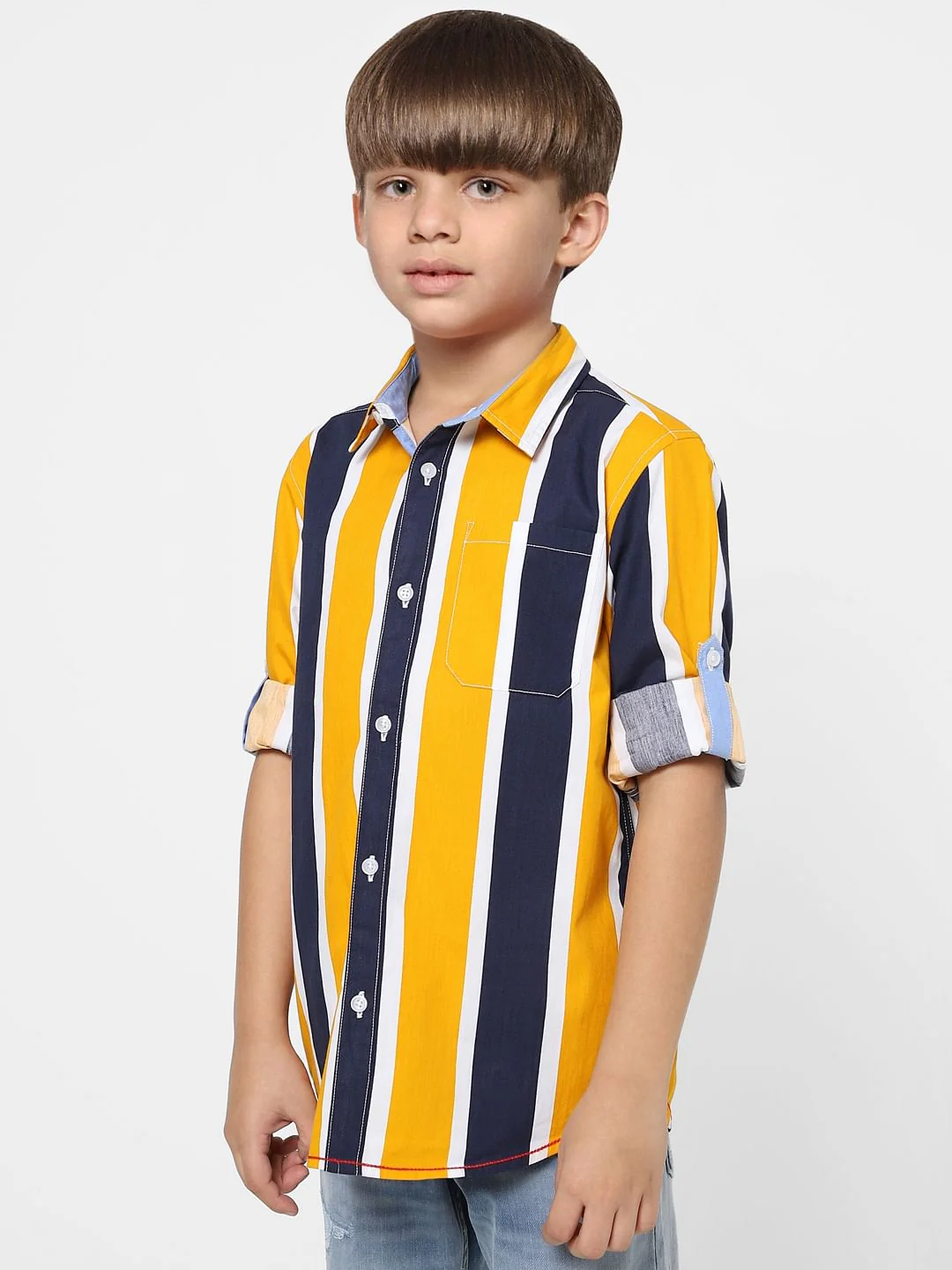 Boys Blue Striped Full Sleeves Shirt - Image 2