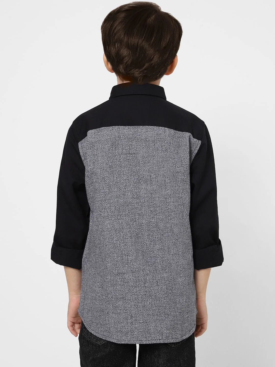 Boys Black & Grey Full Sleeves Shirt - Image 3