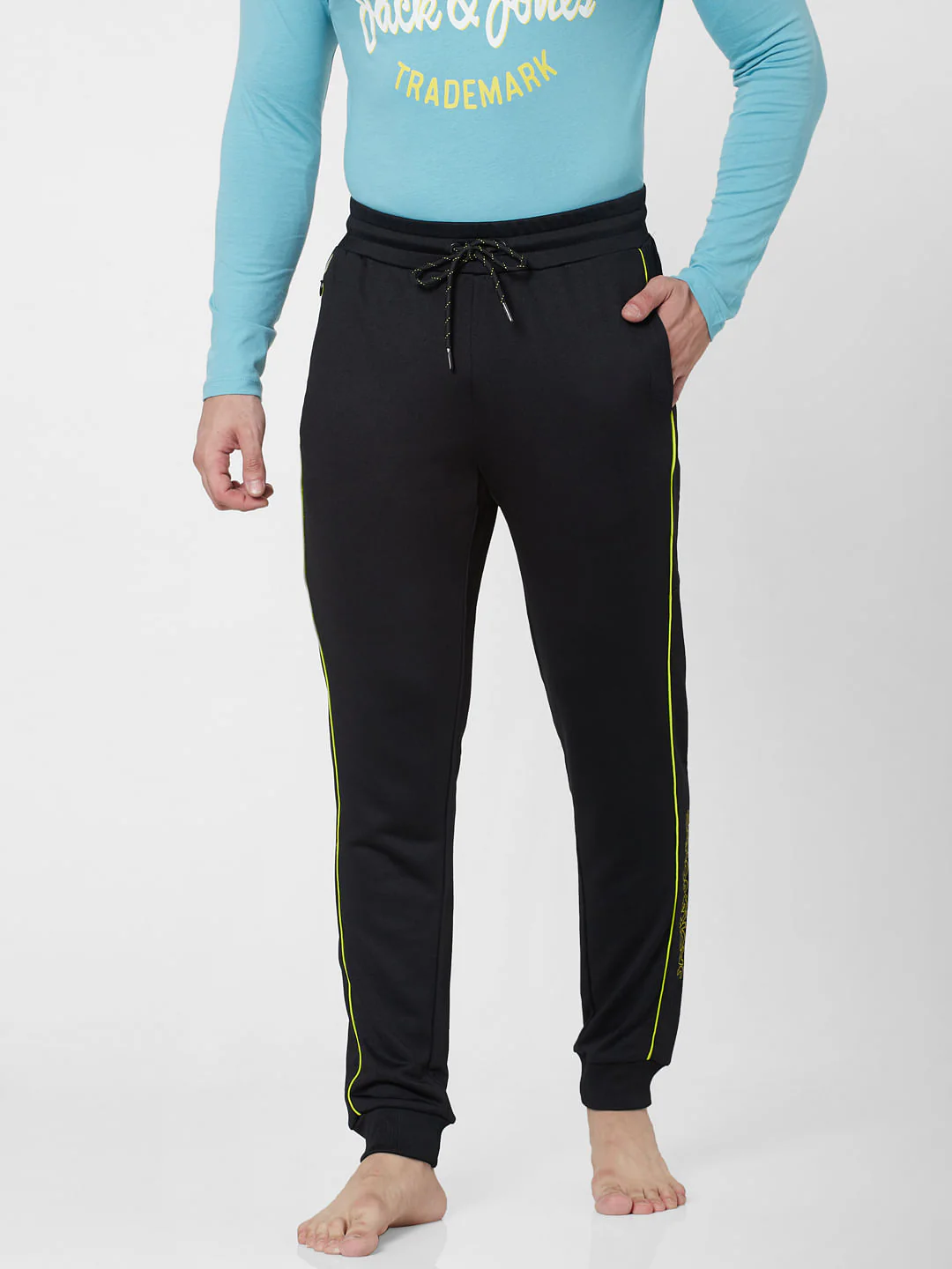 Black Mid Rise Logo Print Trackpants - Image 2