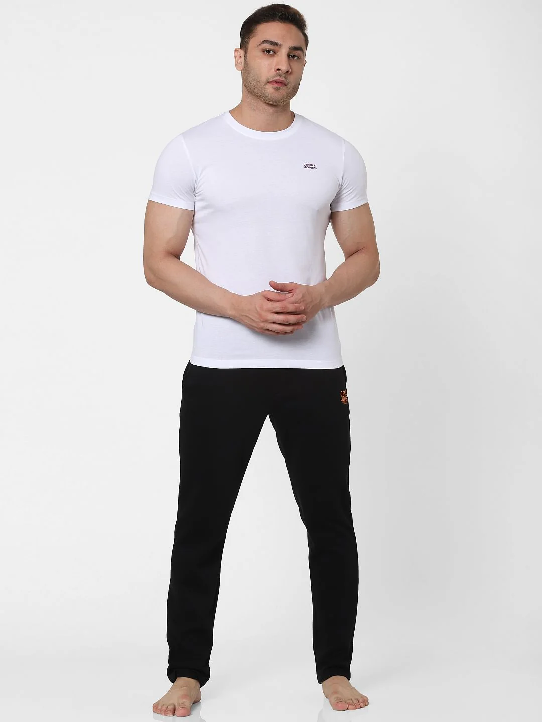 JACK & JONES Black Mid Rise Drawstring Trackpants