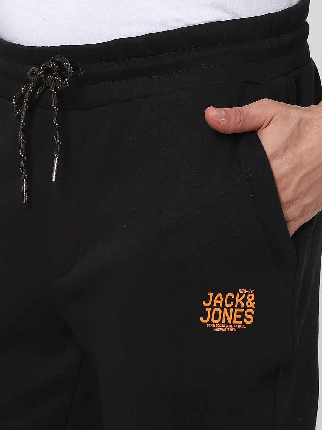 JACK & JONES Black Mid Rise Drawstring Trackpants - Image 5