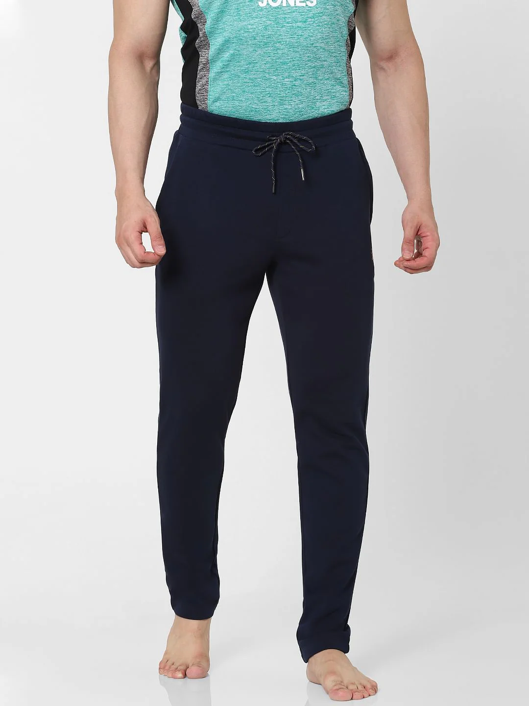 JACK & JONES Navy Blue Mid Rise Drawstring Trackpants - Image 2