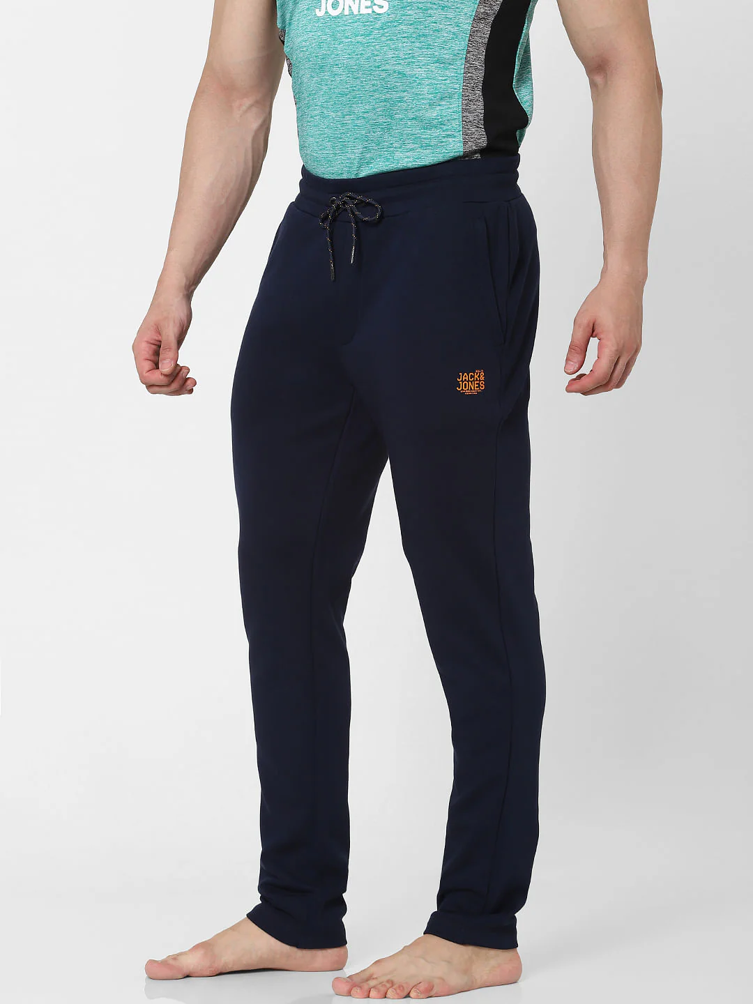JACK & JONES Navy Blue Mid Rise Drawstring Trackpants - Image 3