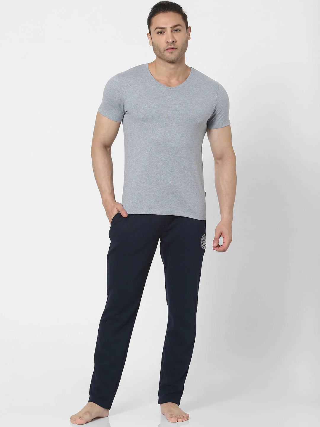 Blue Mid Rise Trackpants