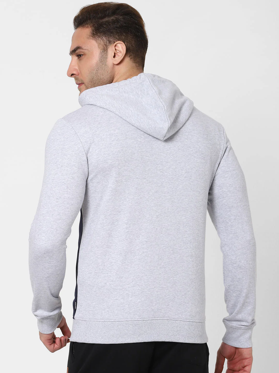 Navy Blue Colourblocked Hooded Sweatshirt - Image 4