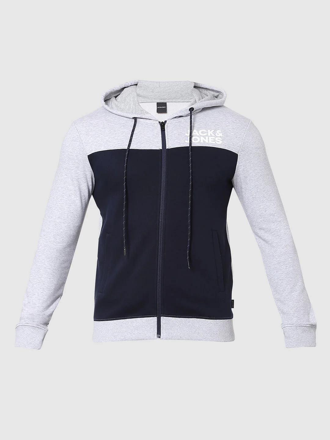 Navy Blue Colourblocked Hooded Sweatshirt - Image 7