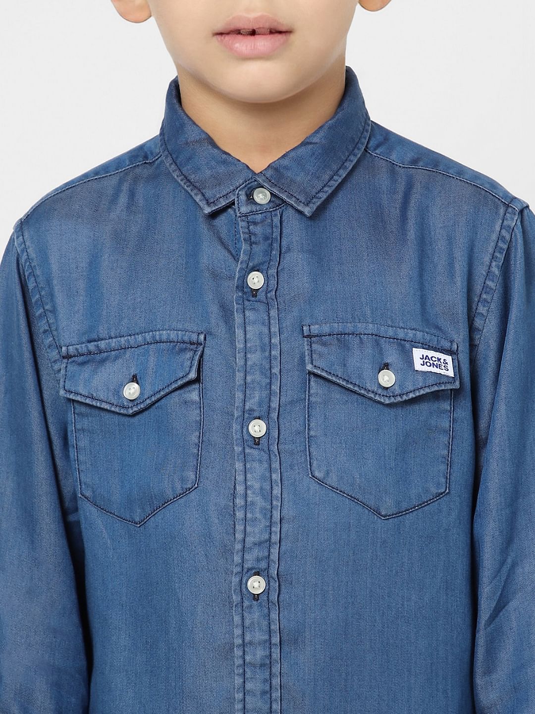 Boys Blue Denim Full Sleeves Shirt - Image 4