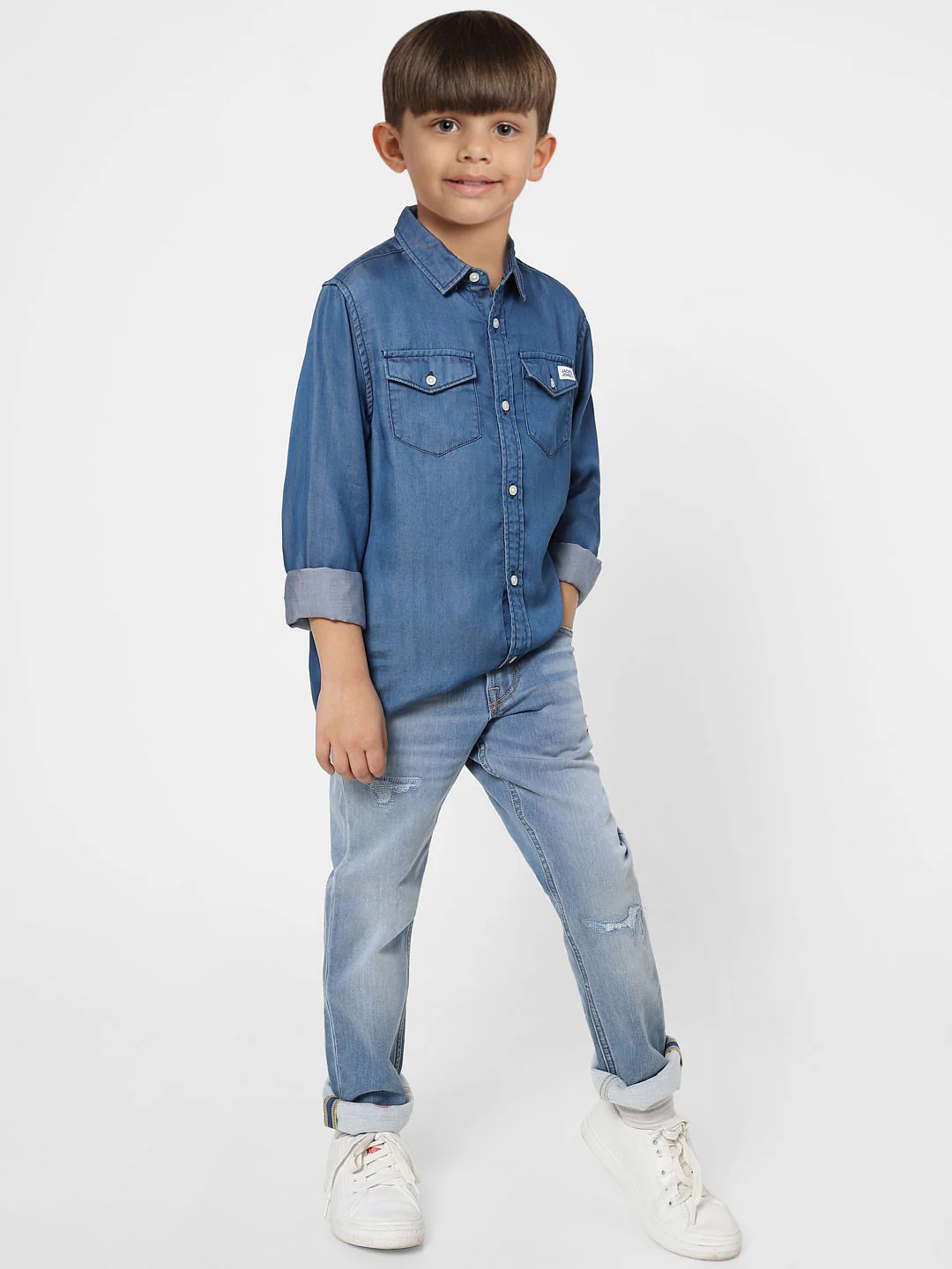Boys Blue Denim Full Sleeves Shirt - Image 5