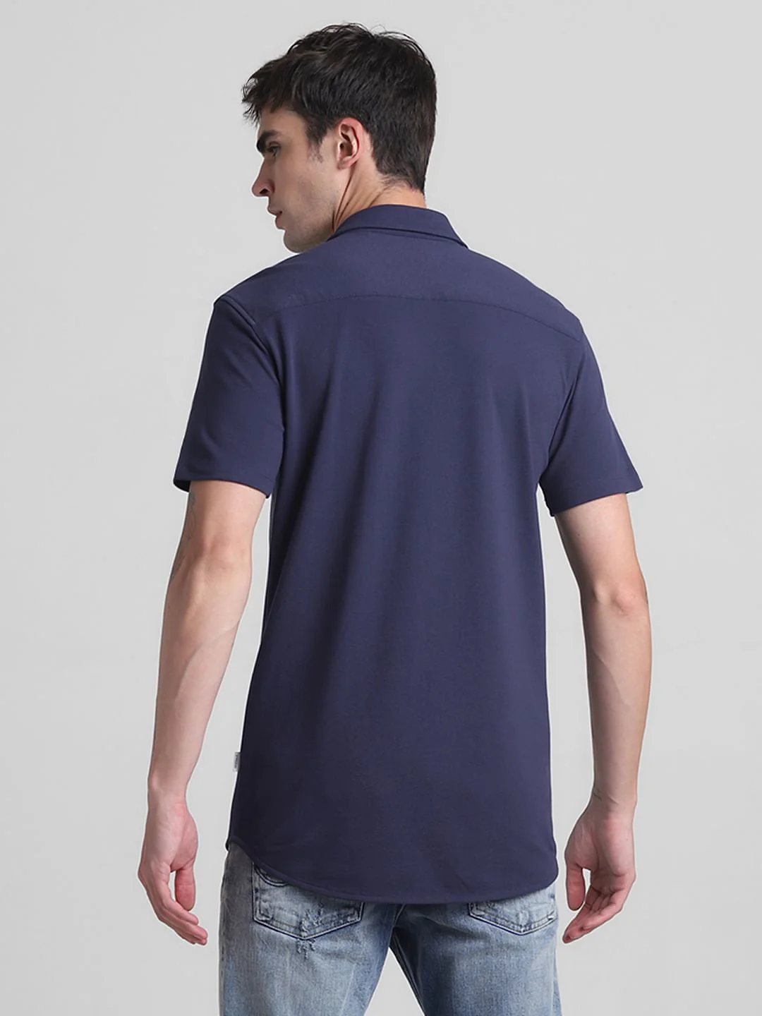 Blue Knitted Short Sleeves Shirt - Image 4