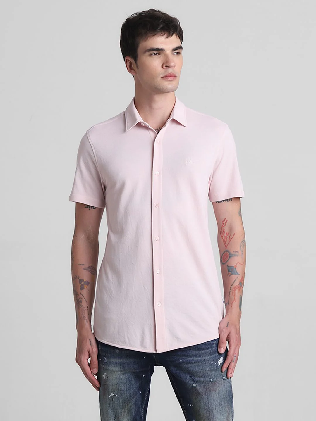 Pink Knitted Short Sleeves Shirt - Image 2