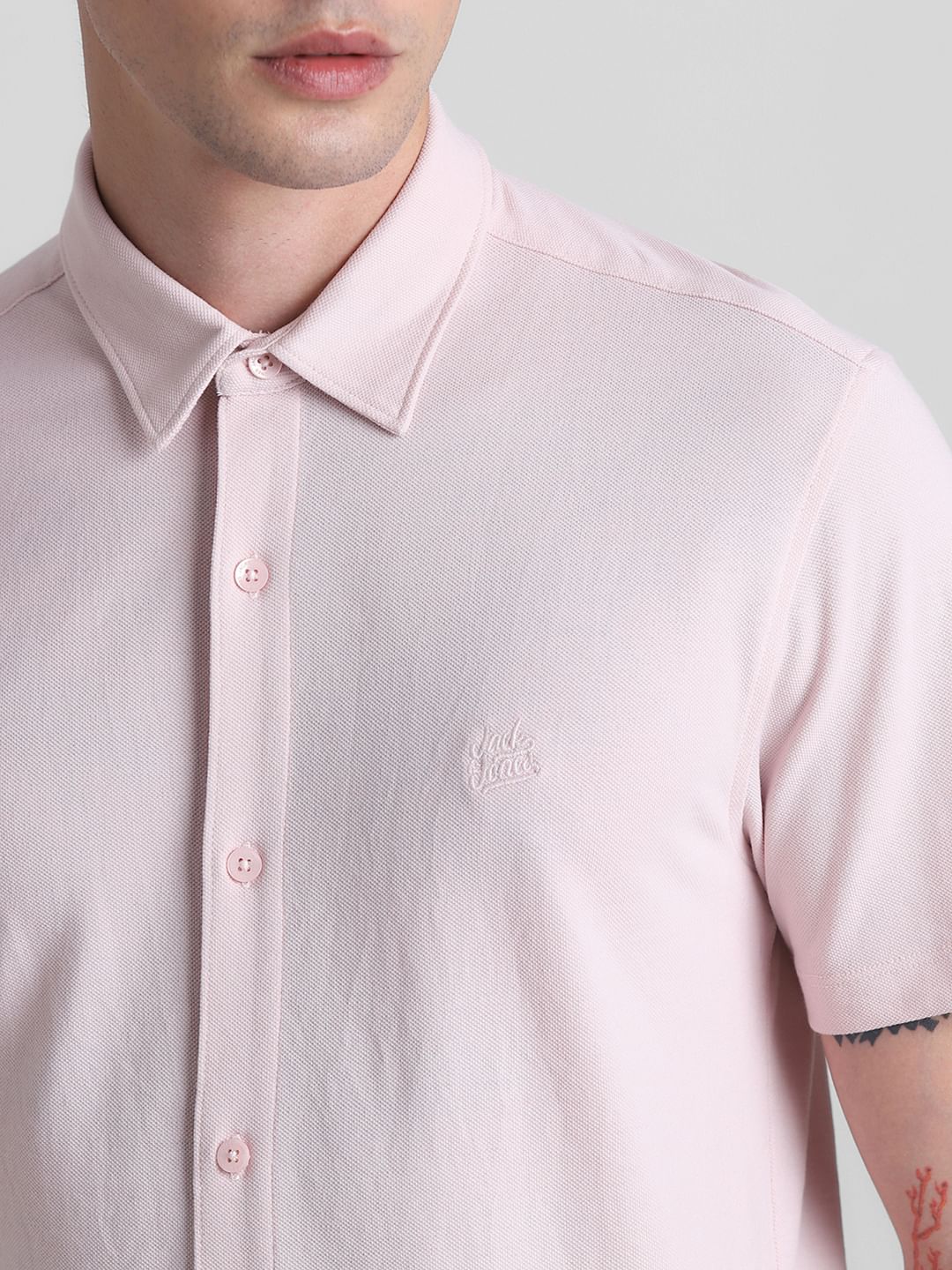Pink Knitted Short Sleeves Shirt - Image 5