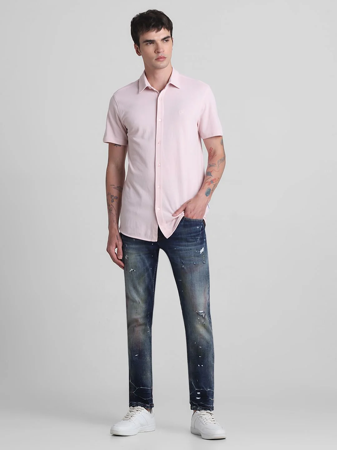 Pink Knitted Short Sleeves Shirt - Image 6
