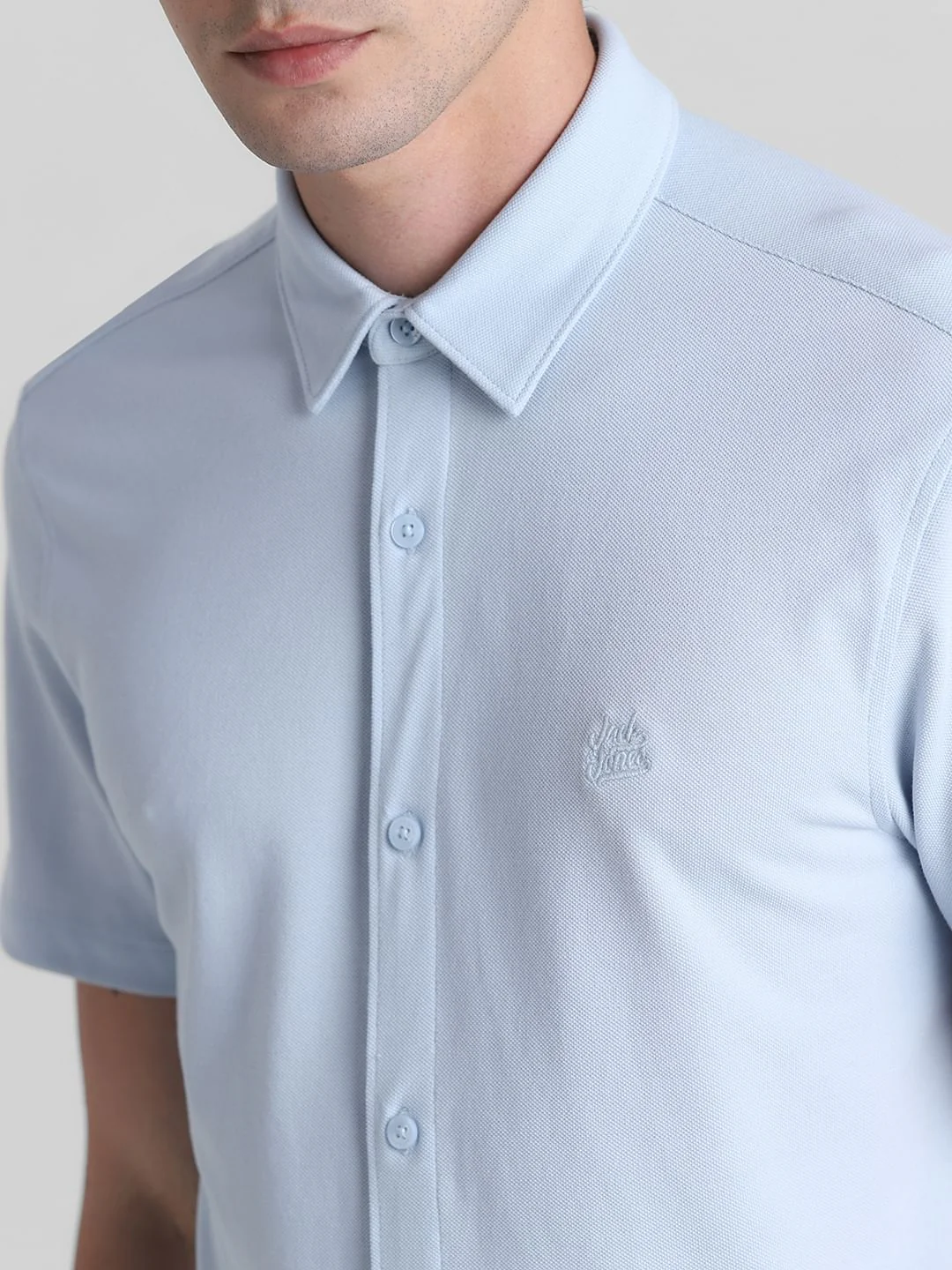 Blue Knitted Short Sleeves Shirt - Image 5