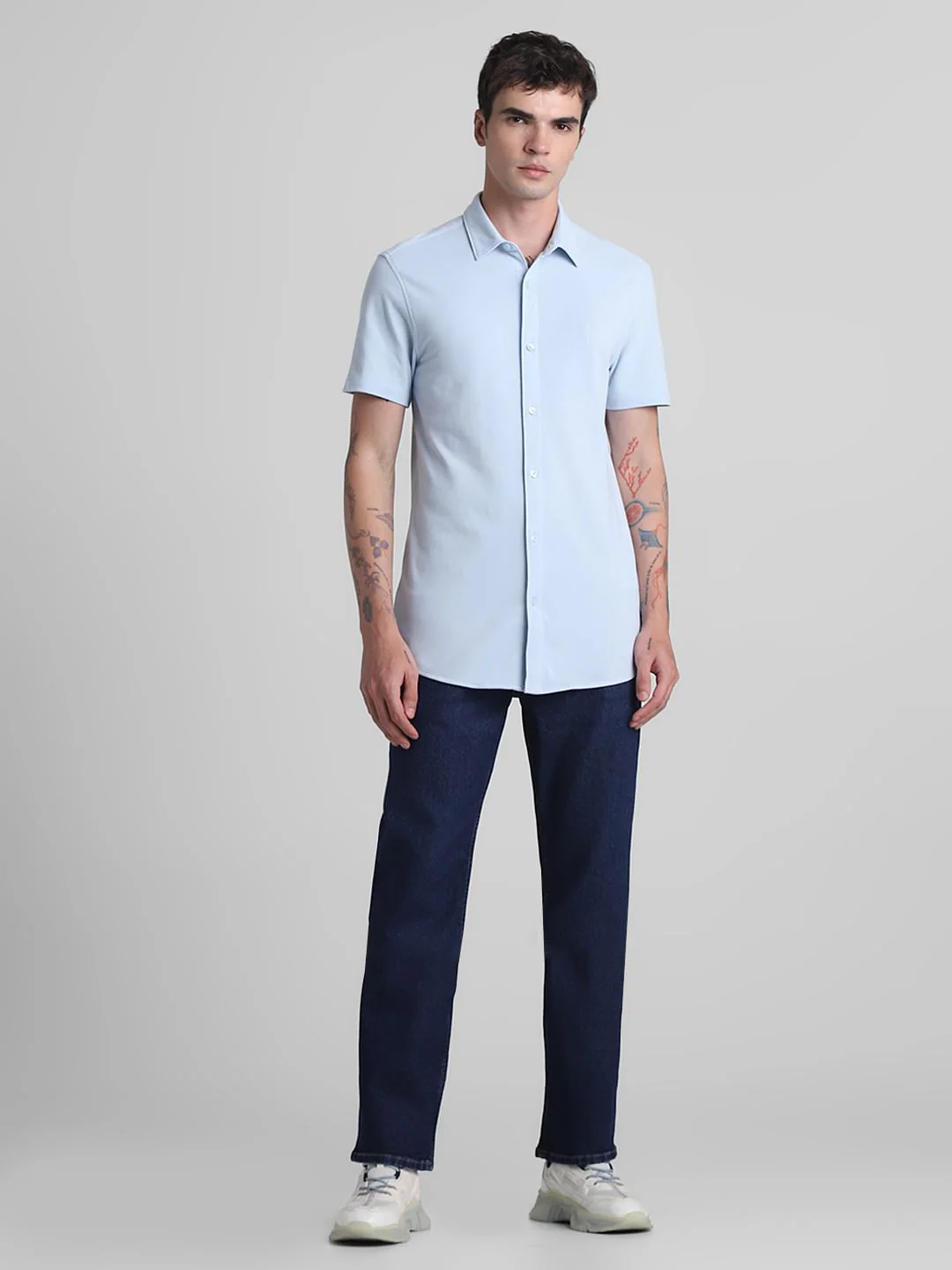 Blue Knitted Short Sleeves Shirt - Image 6