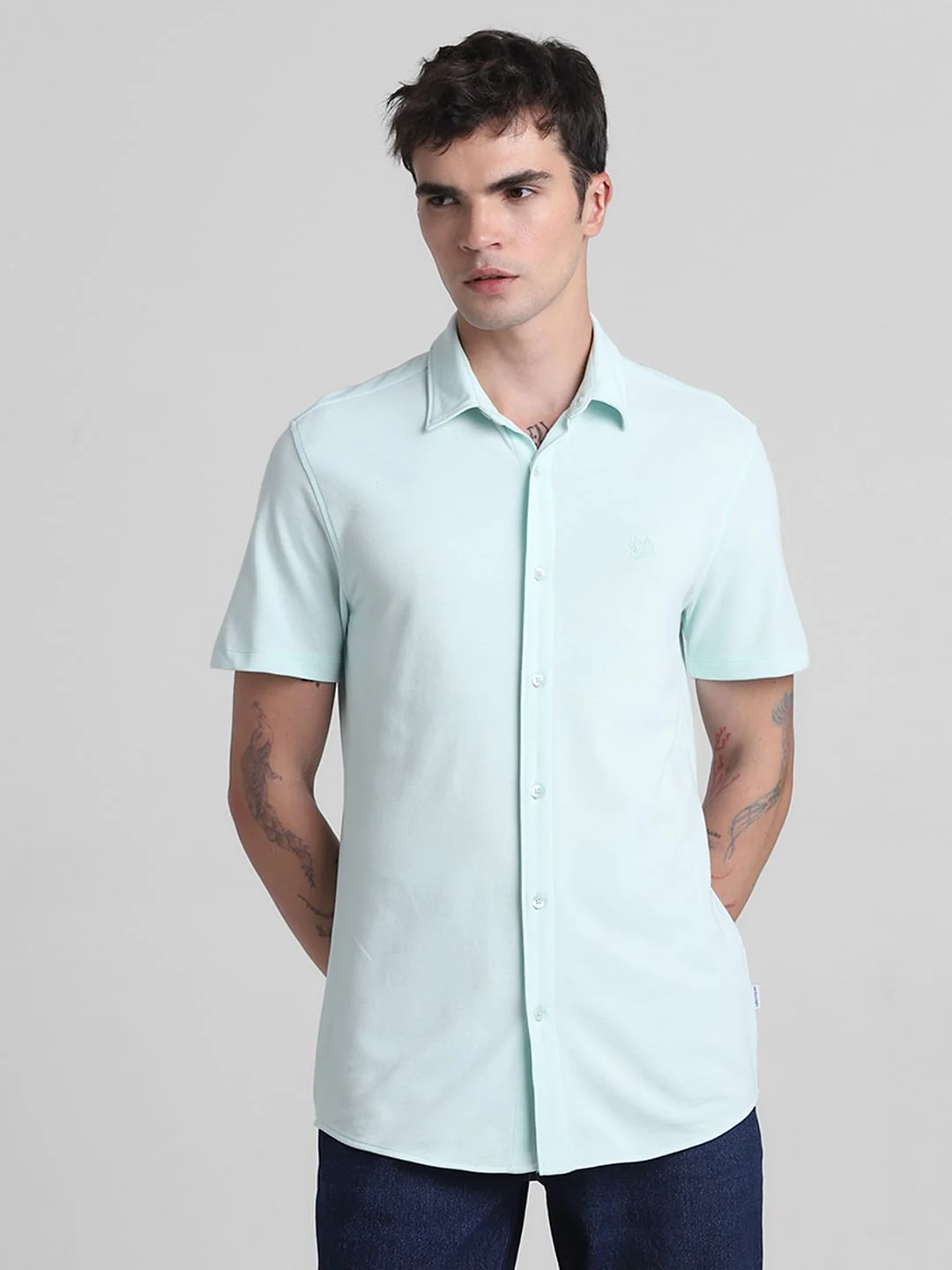 Green Knitted Short Sleeves Shirt - Image 2
