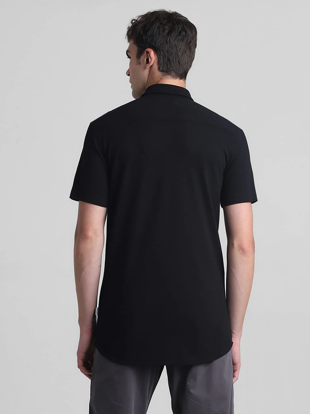 Black Knitted Short Sleeves Shirt - Image 4