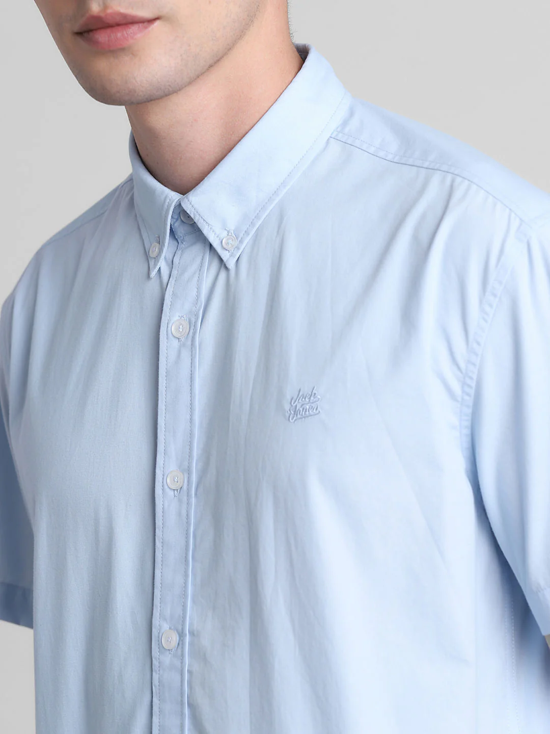 Blue Cotton Short Sleeves Shirt - Image 5