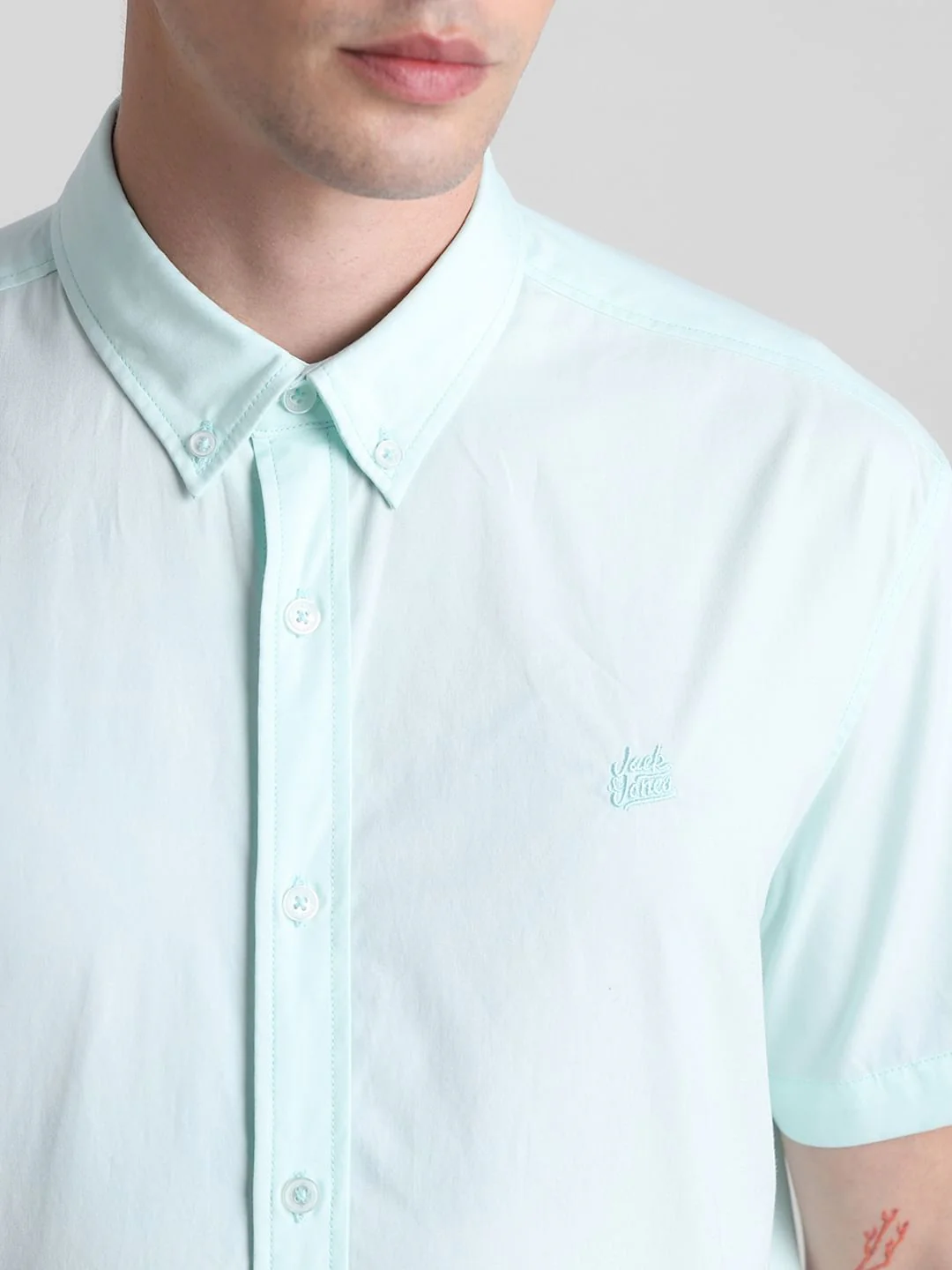 Green Cotton Short Sleeves Shirt - Image 5