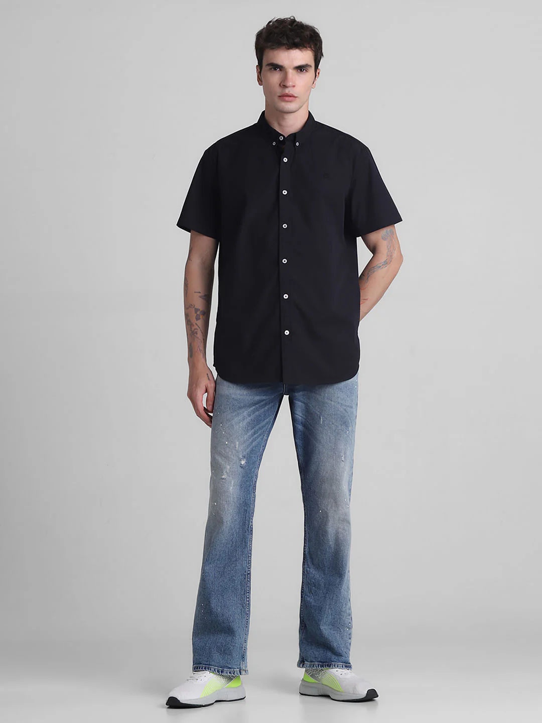 Black Cotton Short Sleeves Shirt - Image 6