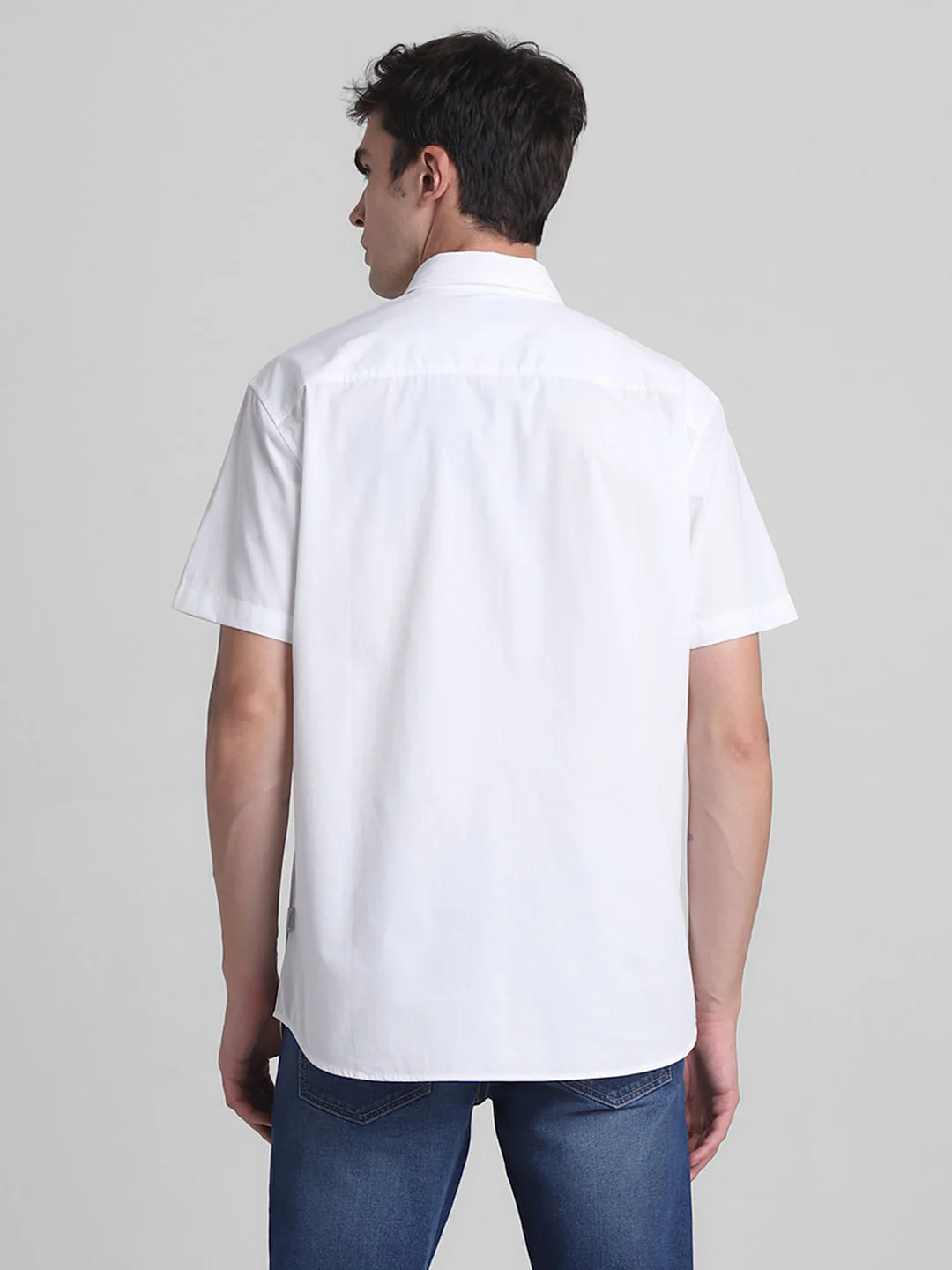White Cotton Short Sleeves Shirt - Image 4