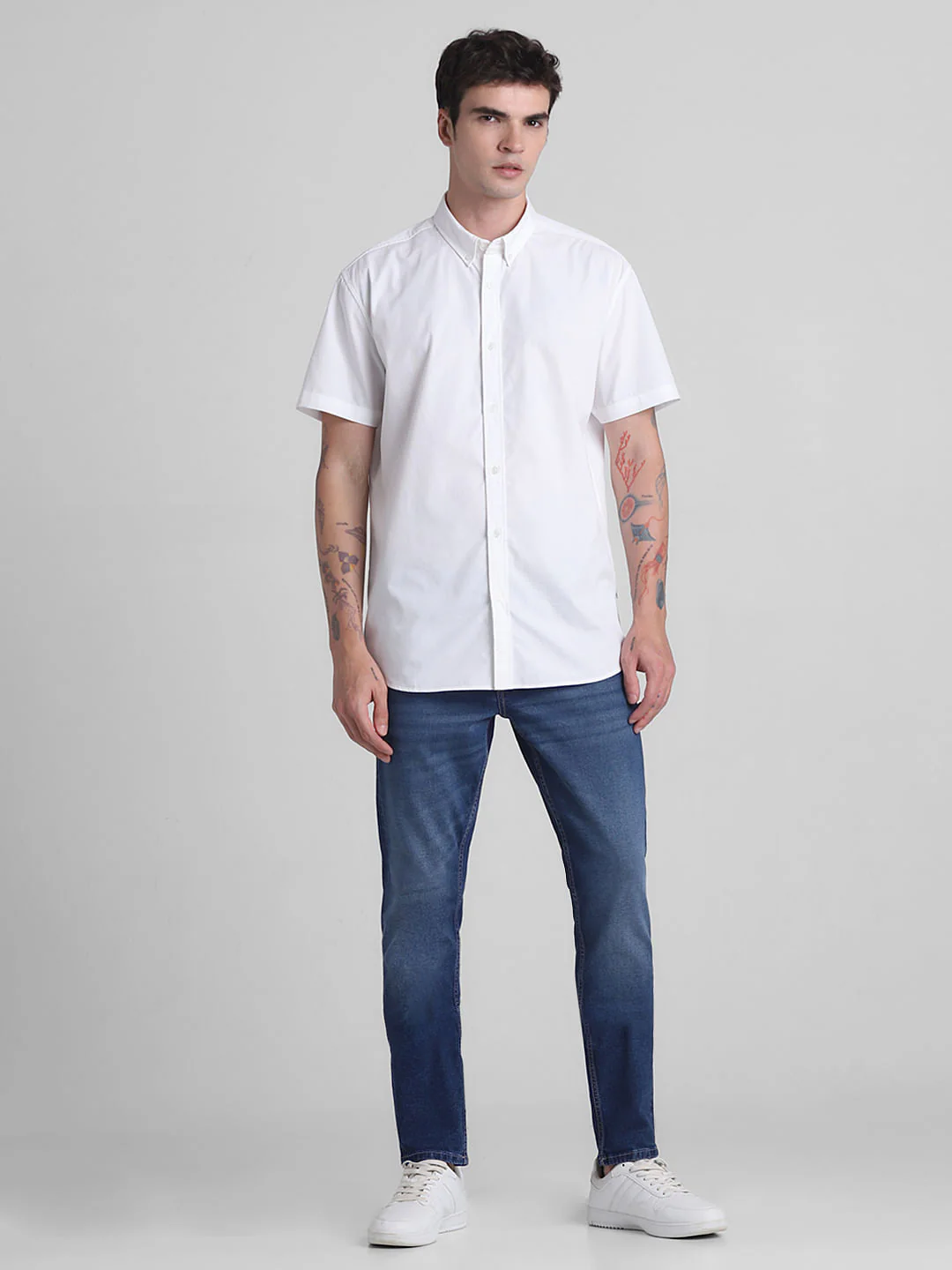 White Cotton Short Sleeves Shirt - Image 6