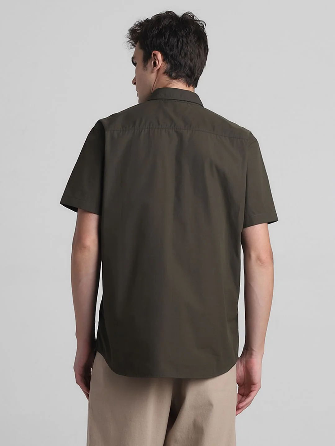 Dark Green Cotton Short Sleeves Shirt - Image 4