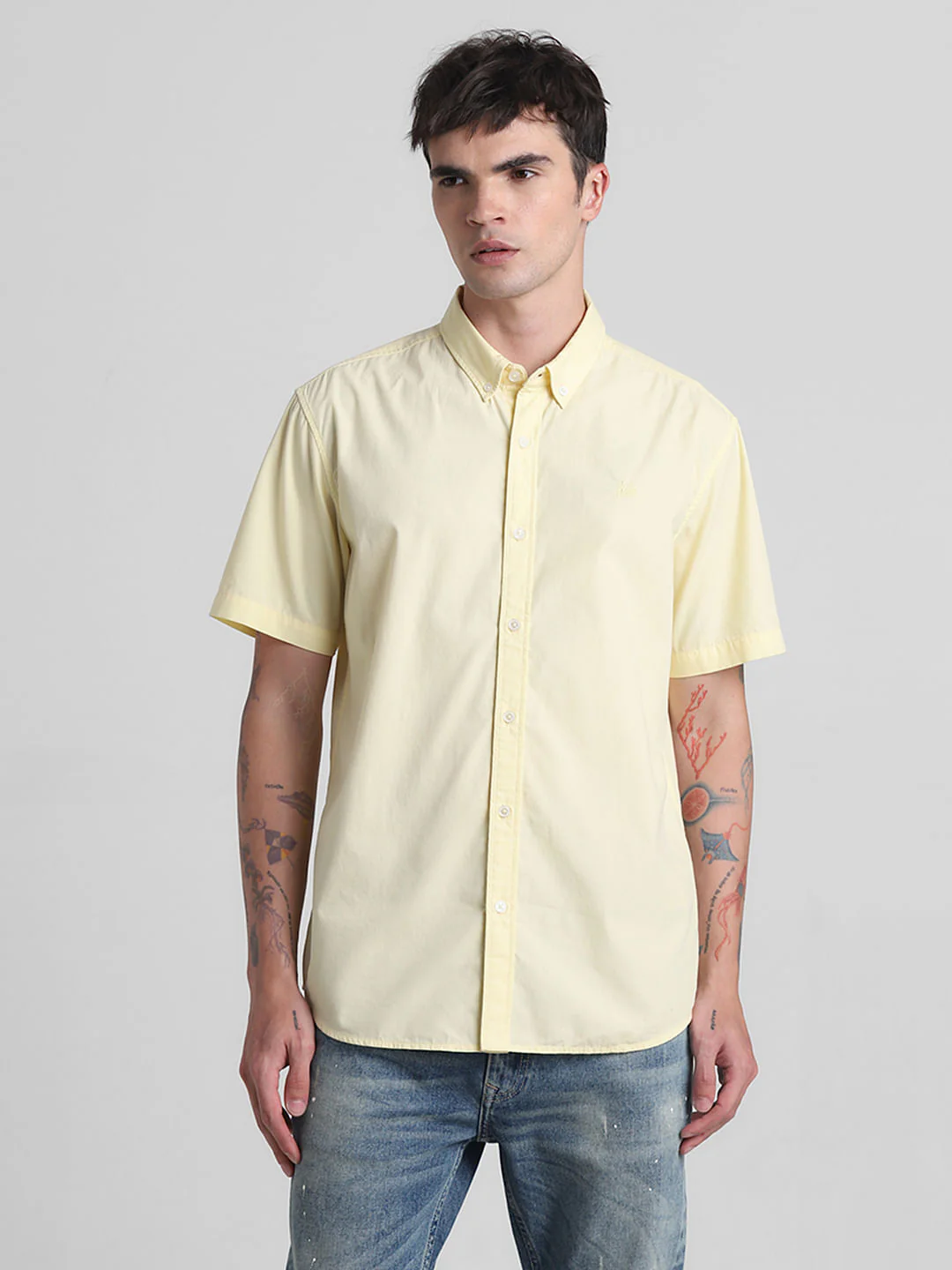 Yellow Cotton Short Sleeves Shirt - Image 2