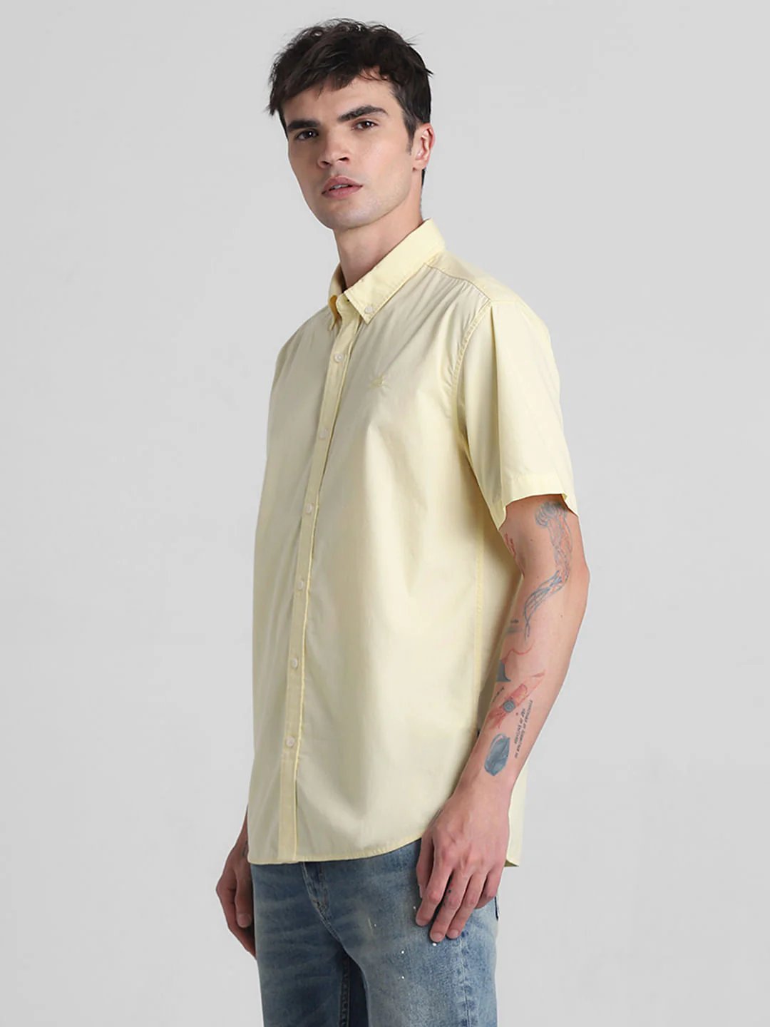 Yellow Cotton Short Sleeves Shirt - Image 3