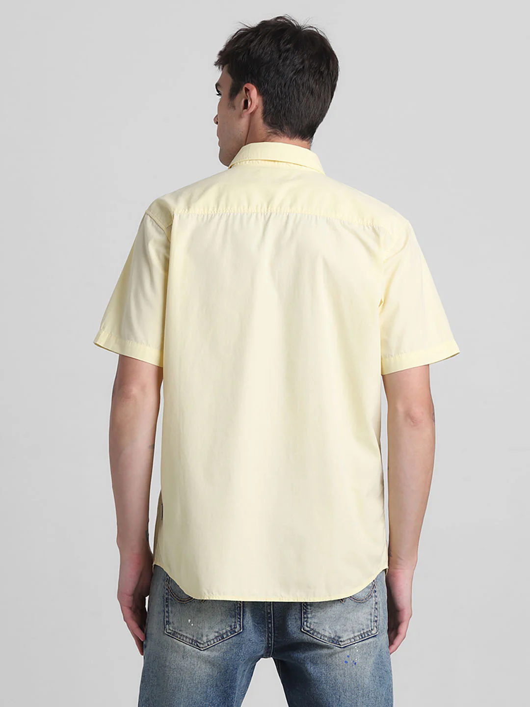 Yellow Cotton Short Sleeves Shirt - Image 4