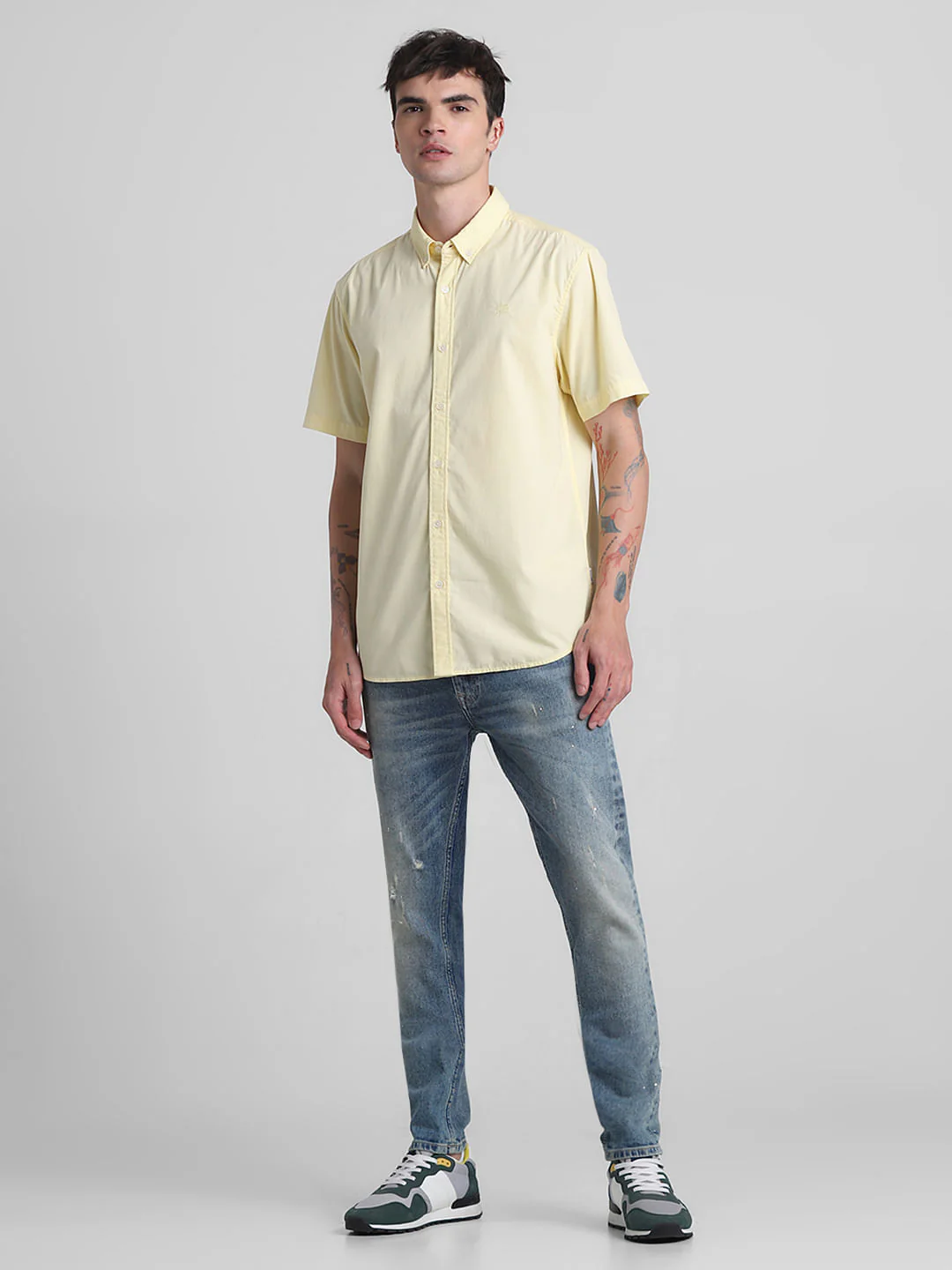Yellow Cotton Short Sleeves Shirt - Image 6