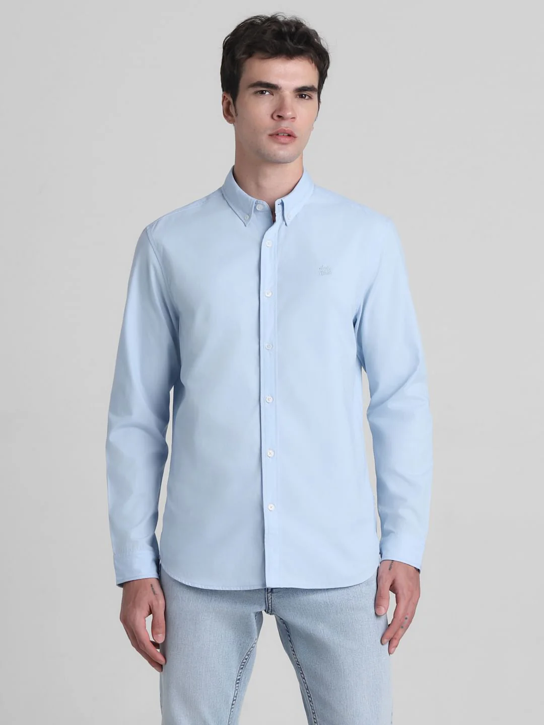 Blue Cotton Full Sleeves Shirt - Image 2