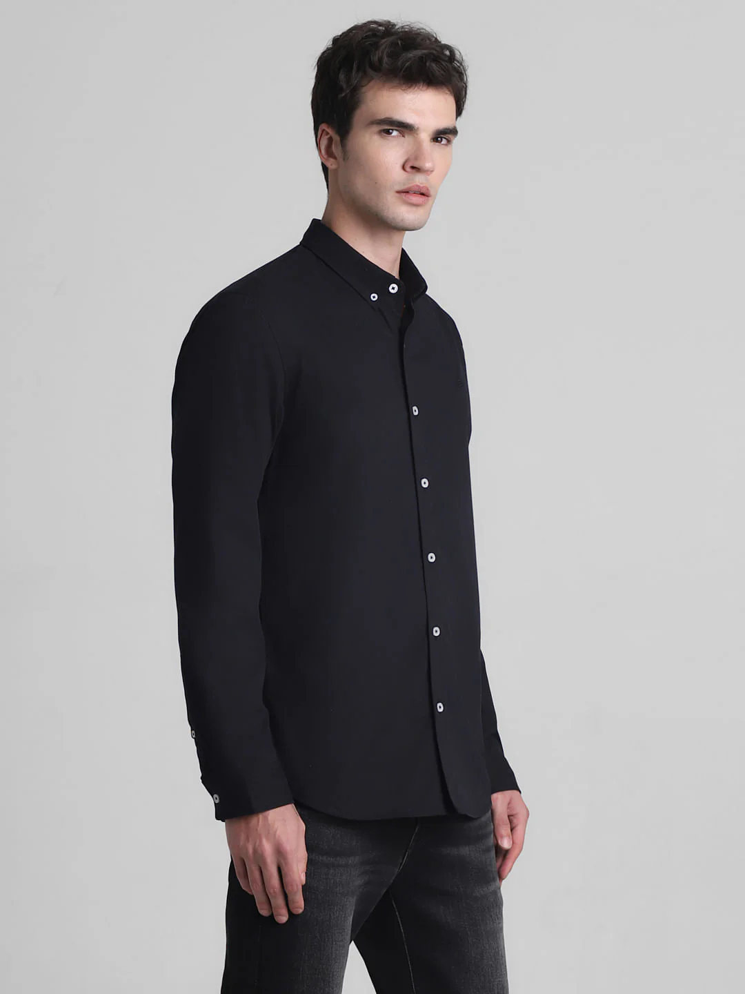 Black Cotton Full Sleeves Shirt - Image 3