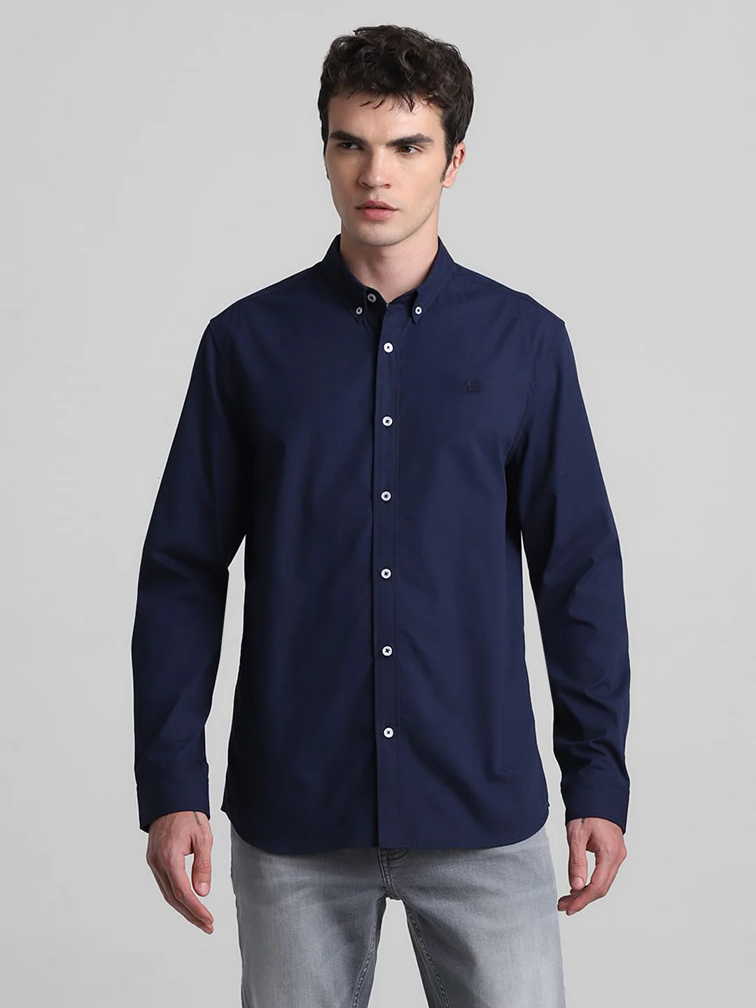 Dark Blue Cotton Full Sleeves Shirt - Image 2