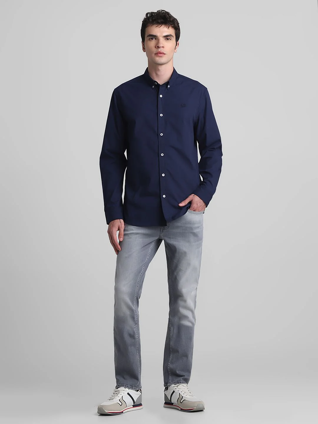 Dark Blue Cotton Full Sleeves Shirt - Image 6
