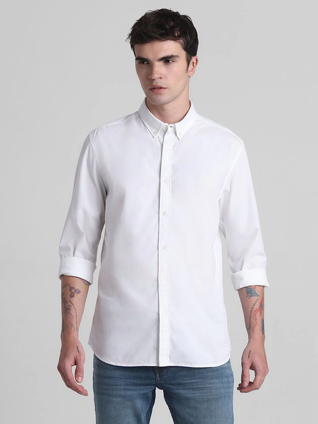 White Cotton Full Sleeves Shirt - Image 2