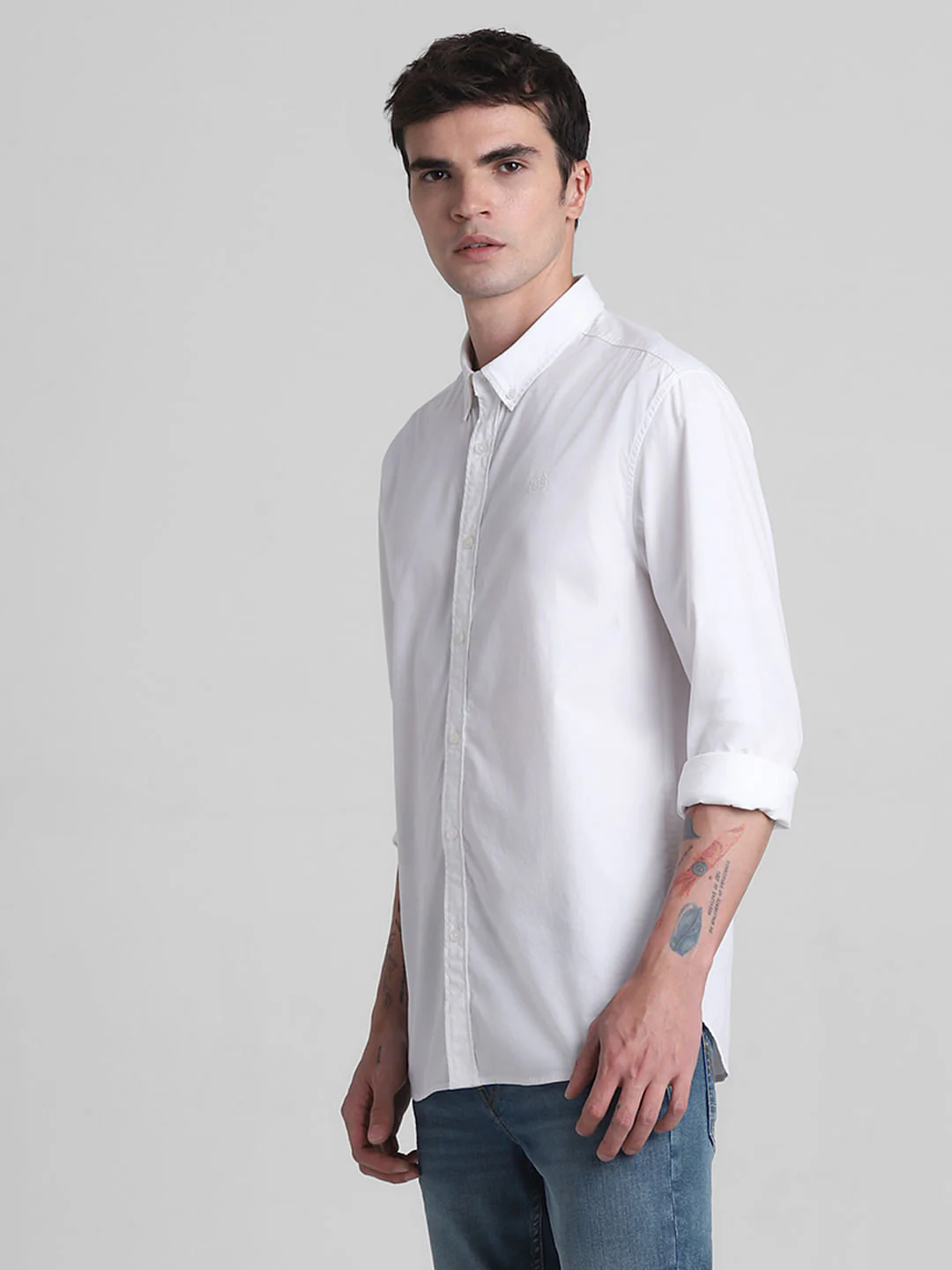 White Cotton Full Sleeves Shirt - Image 3