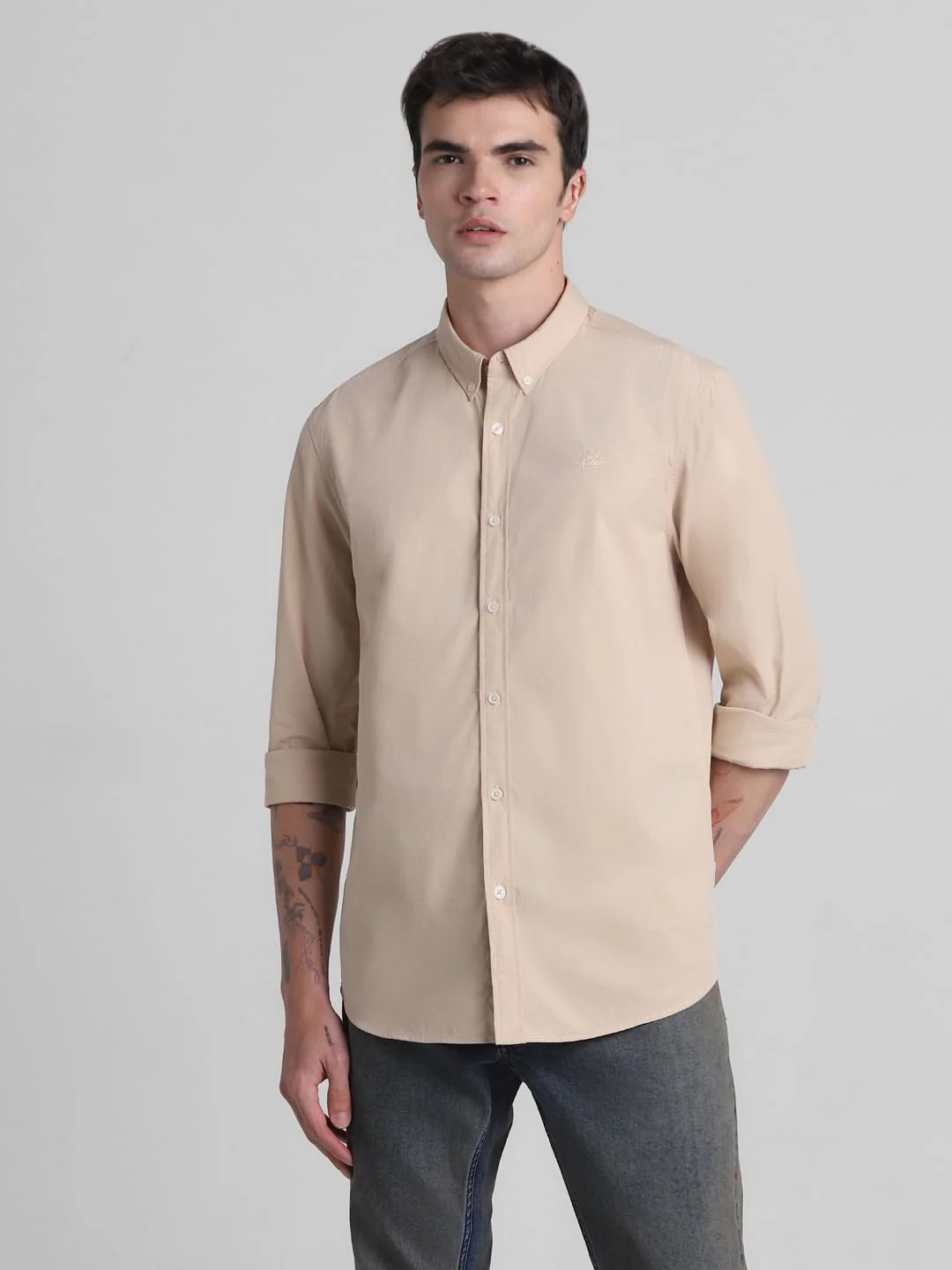 Brown Cotton Full Sleeves Shirt - Image 2