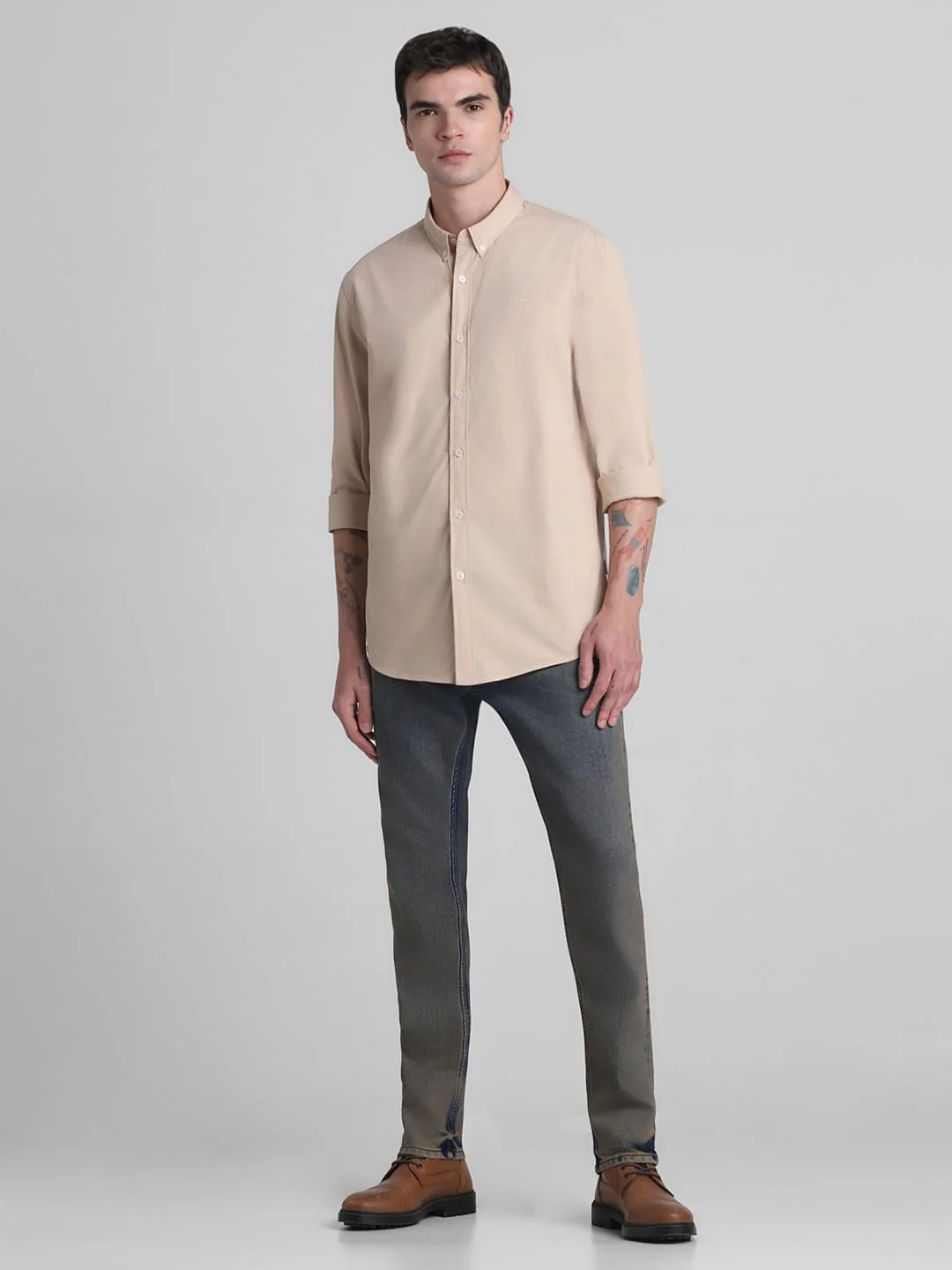 Brown Cotton Full Sleeves Shirt - Image 6