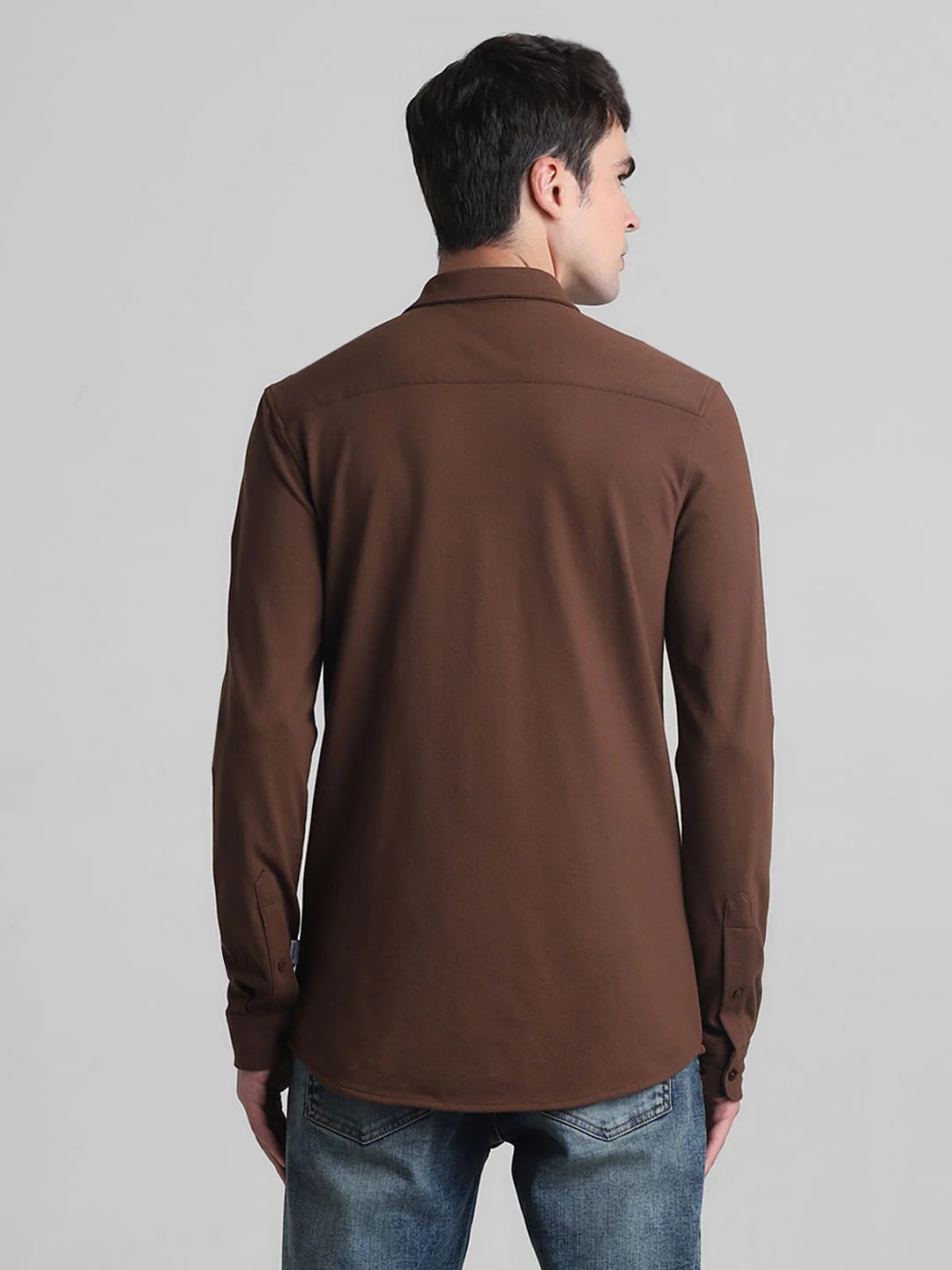 Brown Knitted Full Sleeves Shirt - Image 4