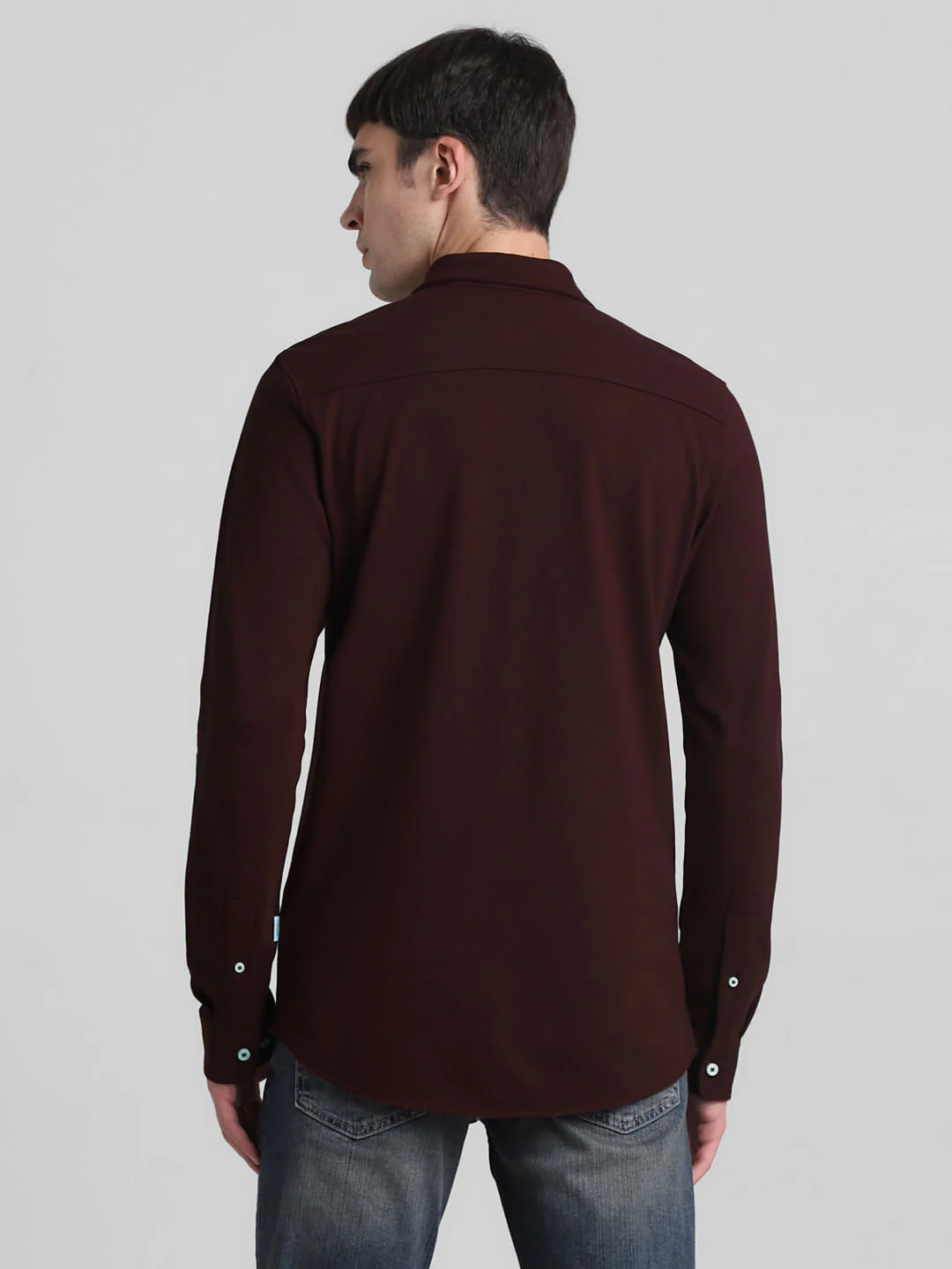 Dark Red Knit Full Sleeves Shirt - Image 4