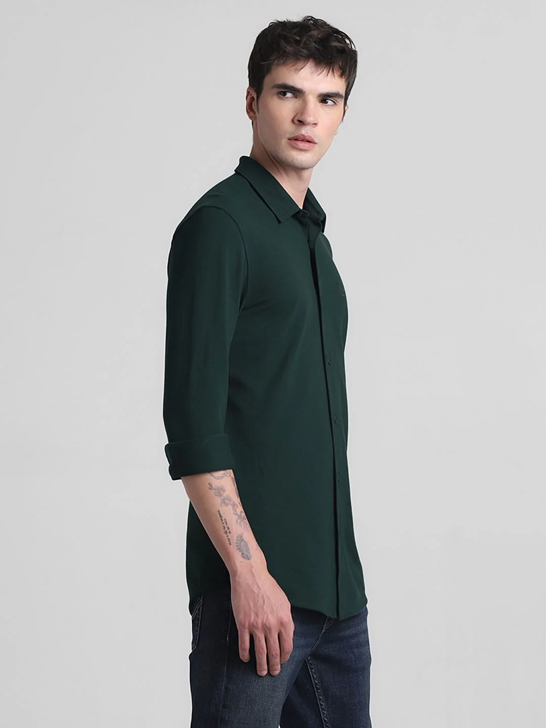 Green Knitted Full Sleeves Shirt - Image 3