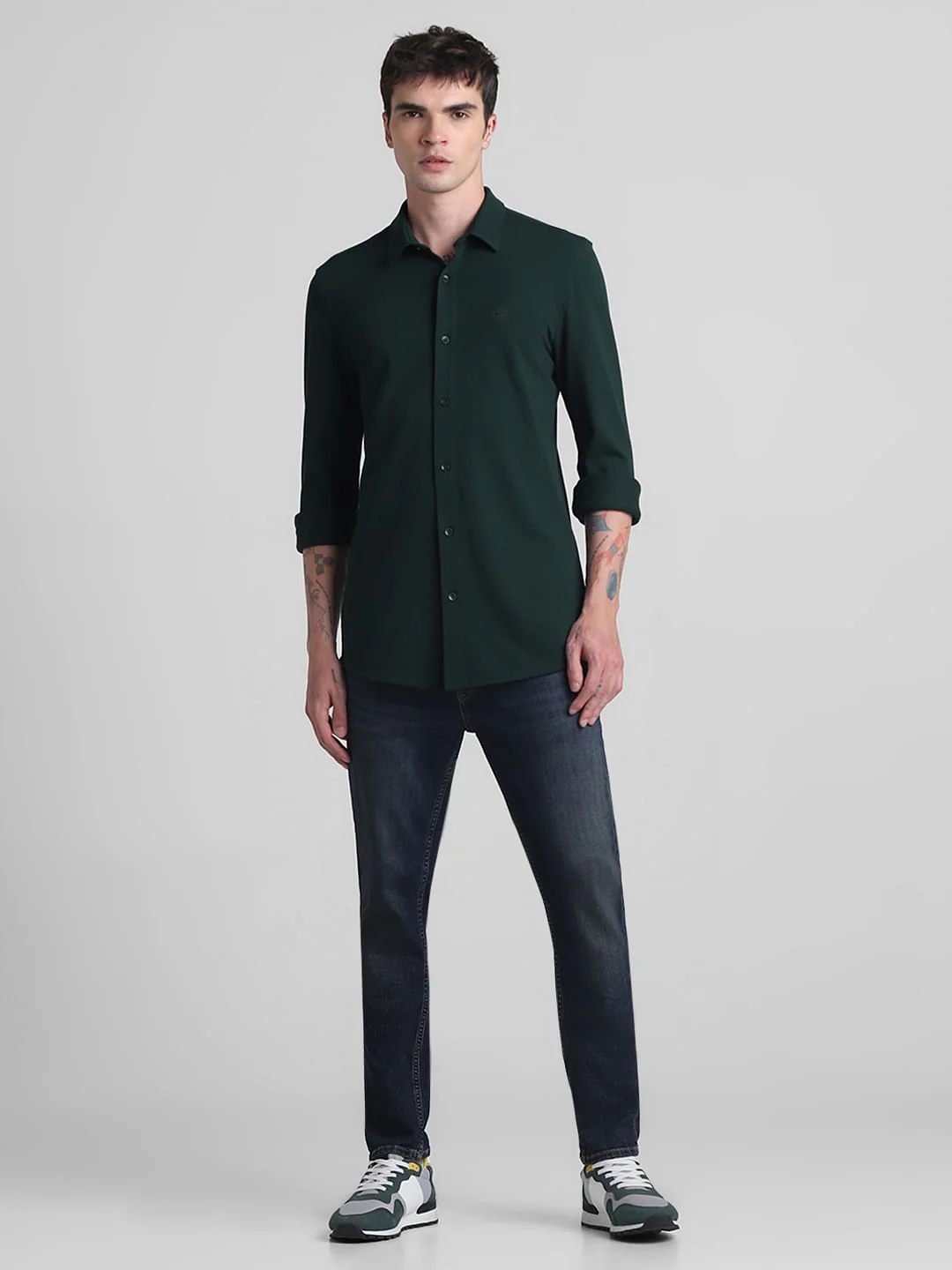 Green Knitted Full Sleeves Shirt - Image 6