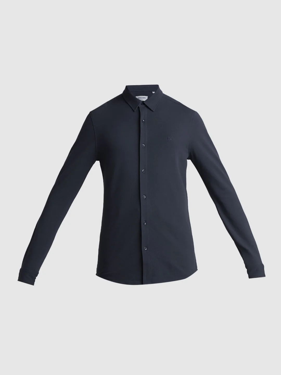 Blue Knitted Full Sleeves Shirt - Image 7
