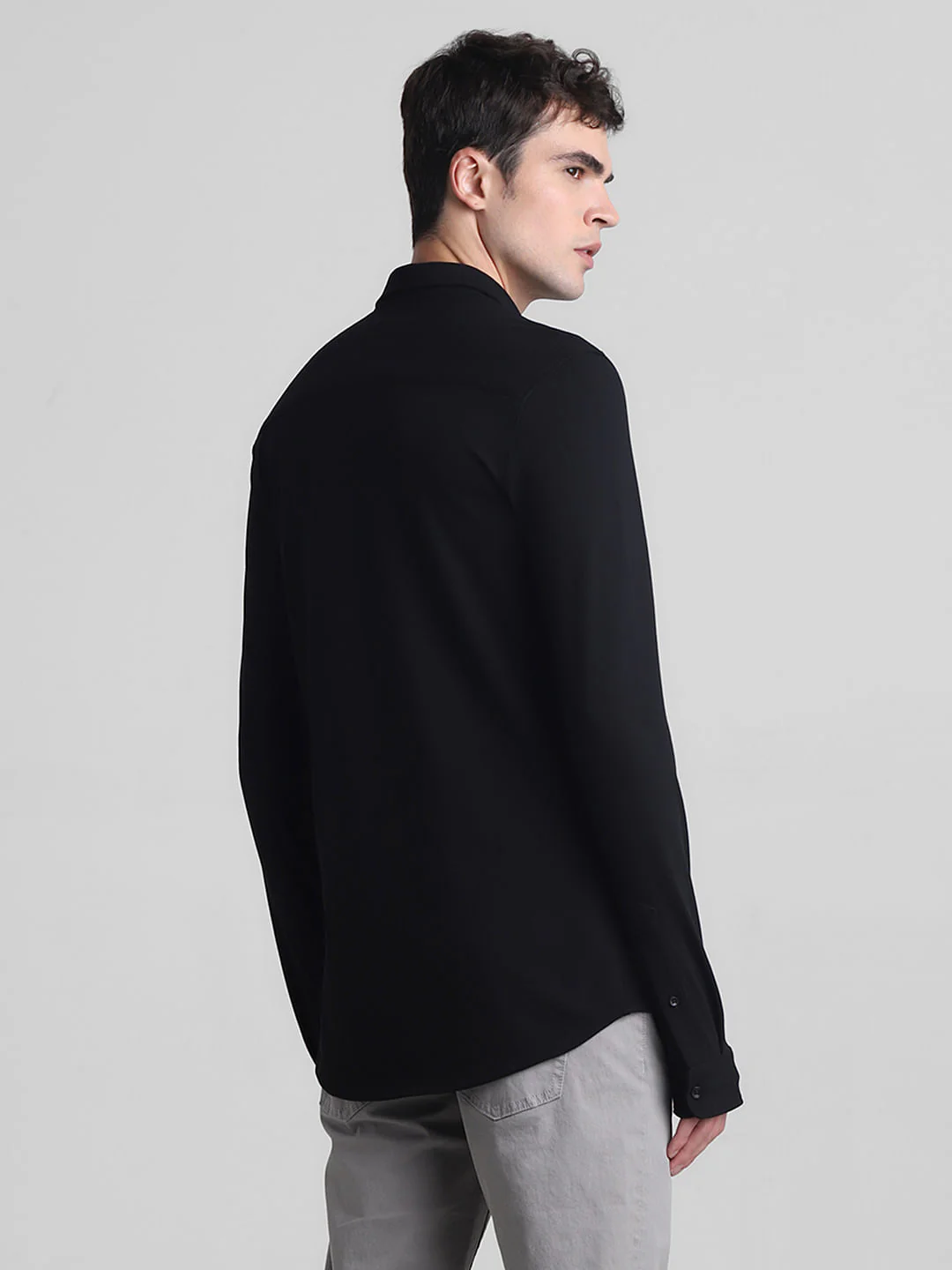 Black Knitted Full Sleeves Shirt - Image 4